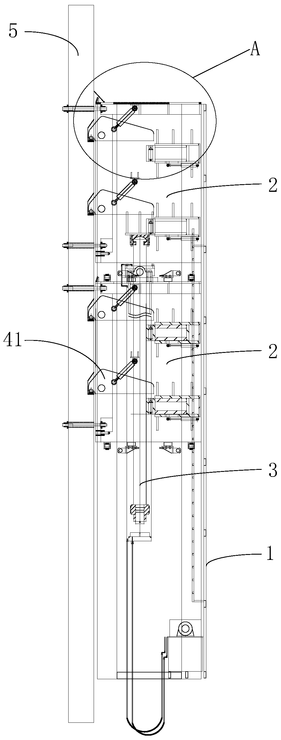 Overturning gripper wall-attached jacking equipment and jacking method thereof