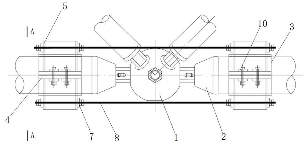 Welding-free net rack node reinforcing structure