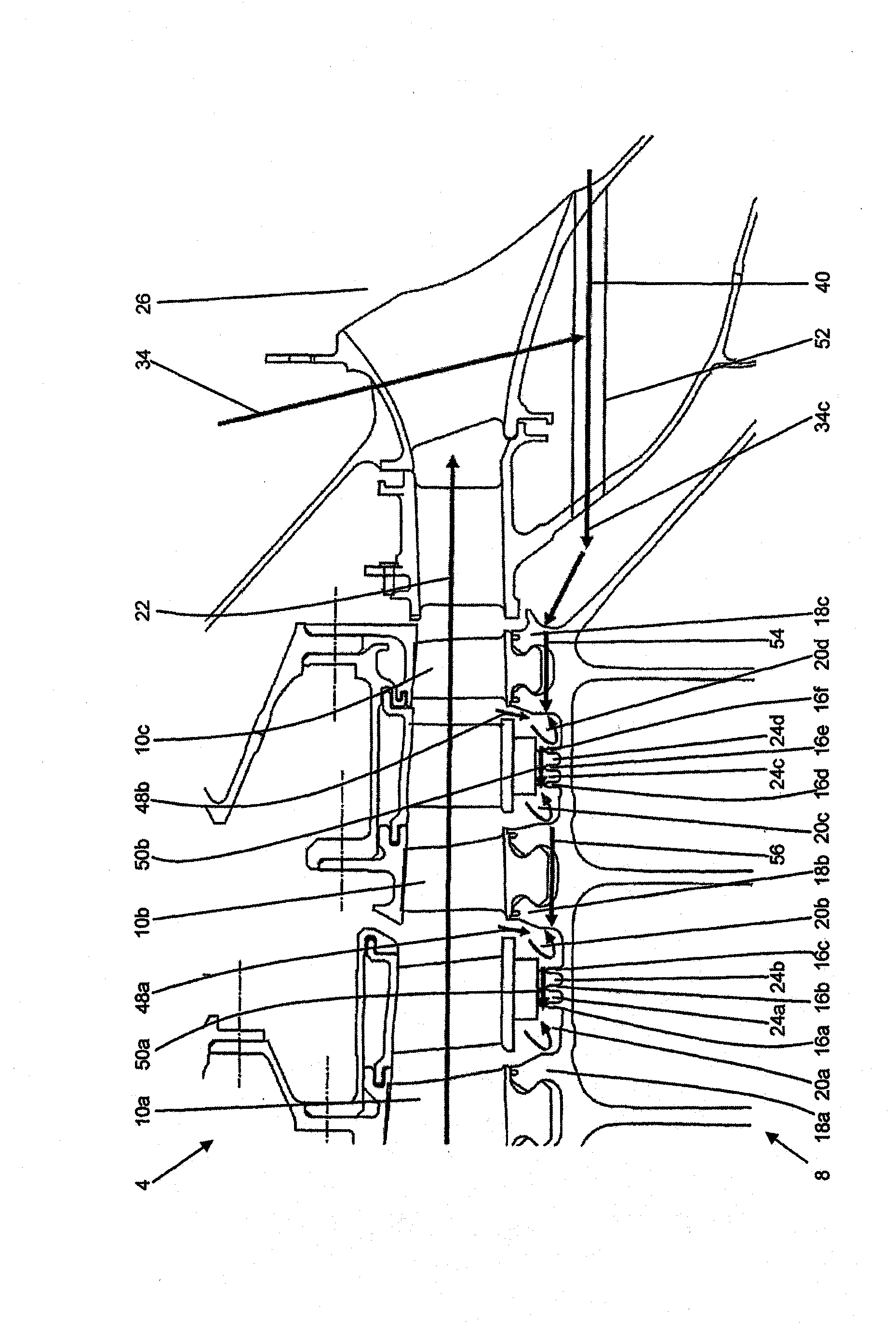 Flow device comprising a cavity cooling system