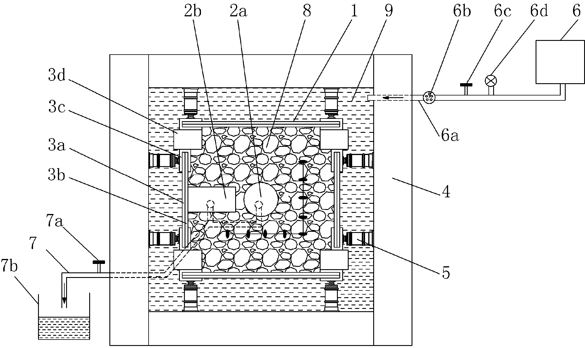 Device for simulating and testing water burst of tunnel fissure