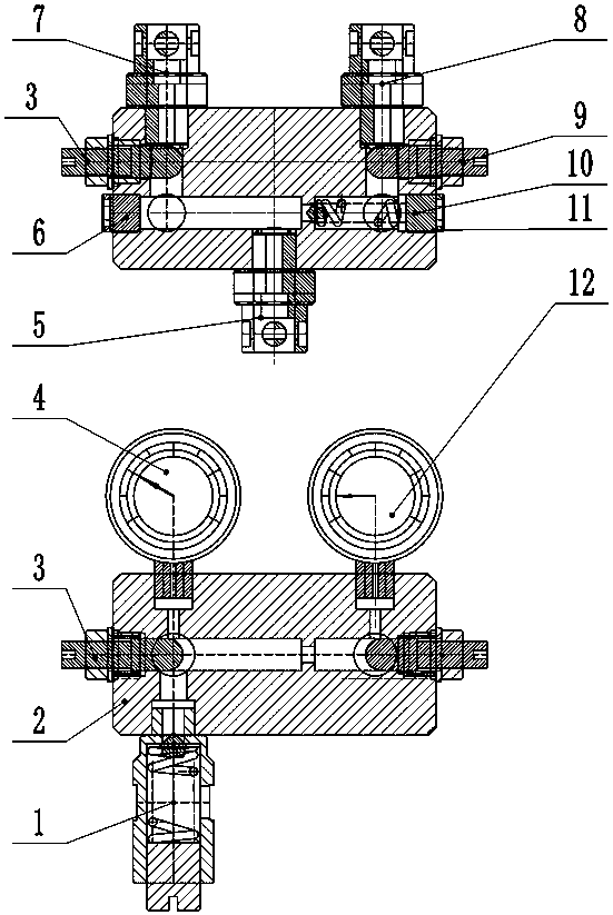 Mining excavator spraying pump inner and outer circulation pressure and flow separation valve