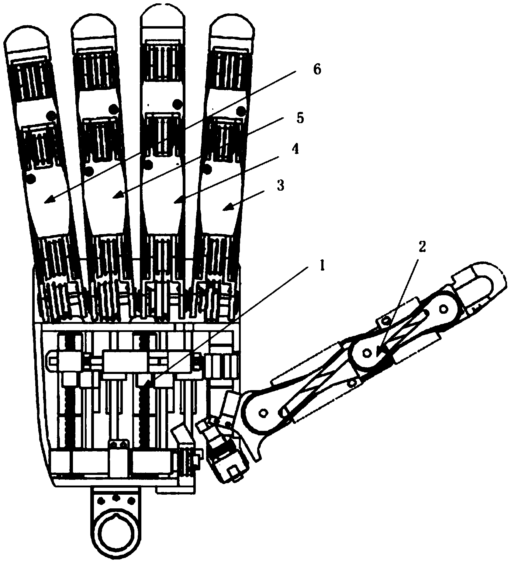 Under-actuated prosthetic hand capable of reproducing hand grasping function