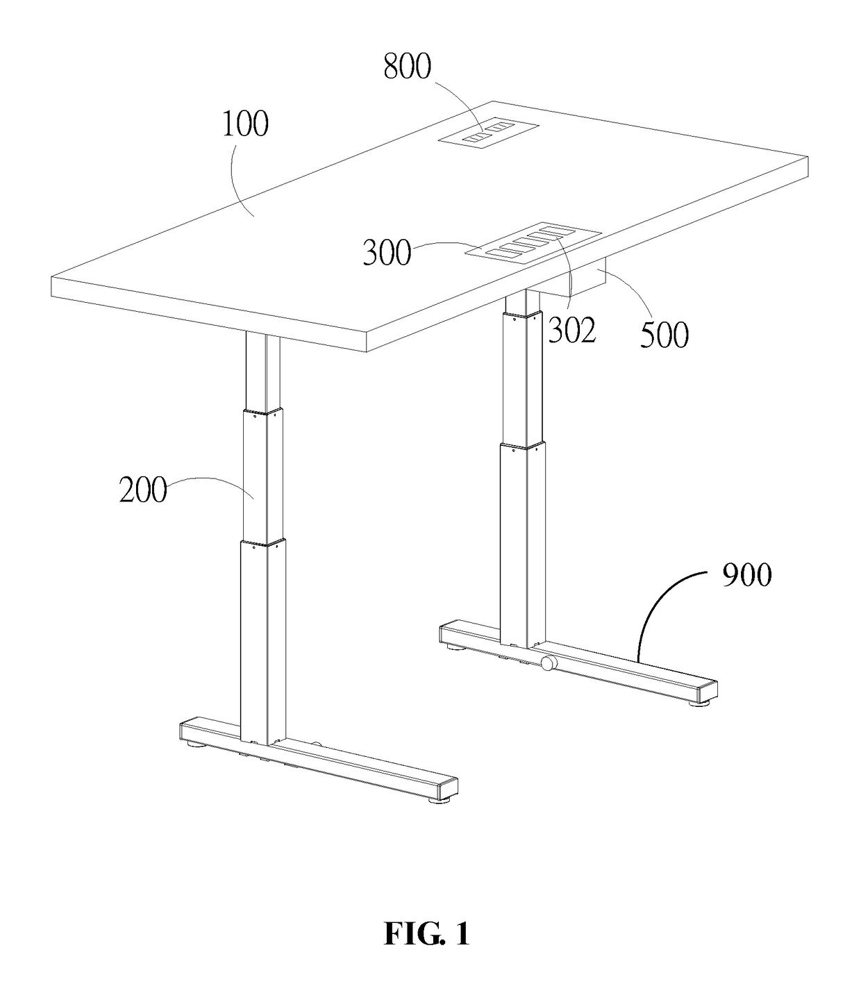Height-adjustable table with concealed wiring design
