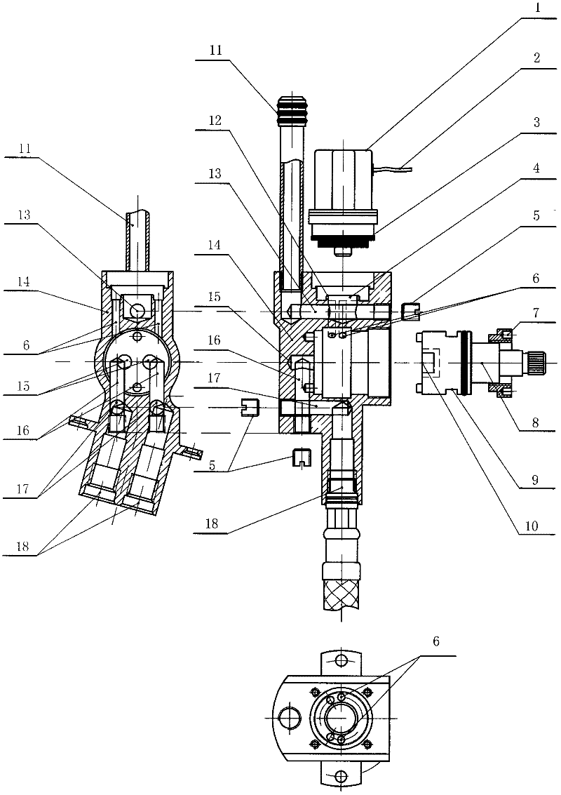 Electromagnetic valve seat and water channel structure free of mixed flow of cold water and hot water