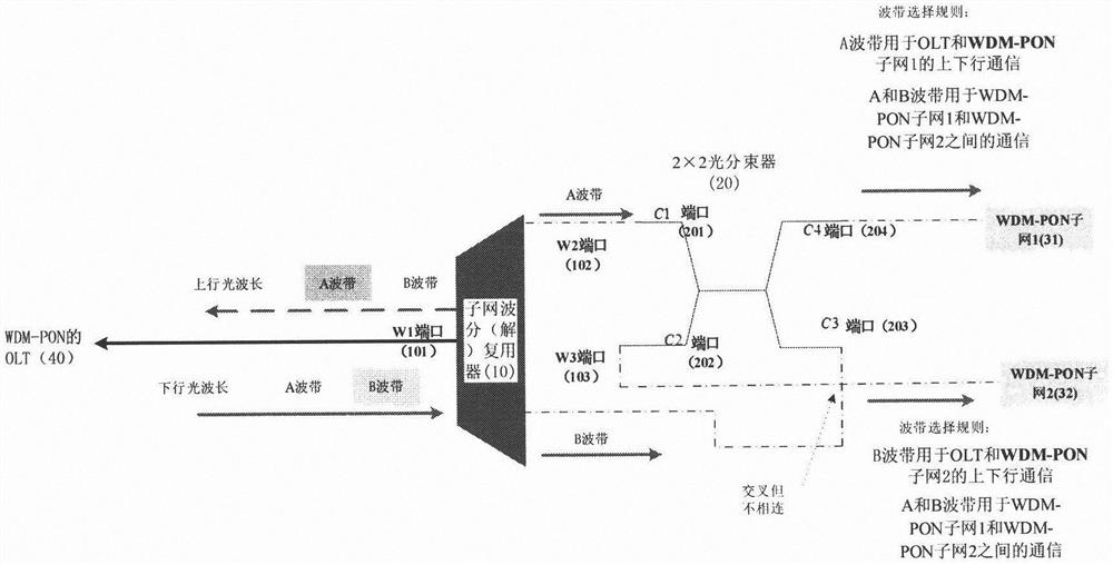 Optical access system and method supporting optical interconnection between WDM-PON subnets