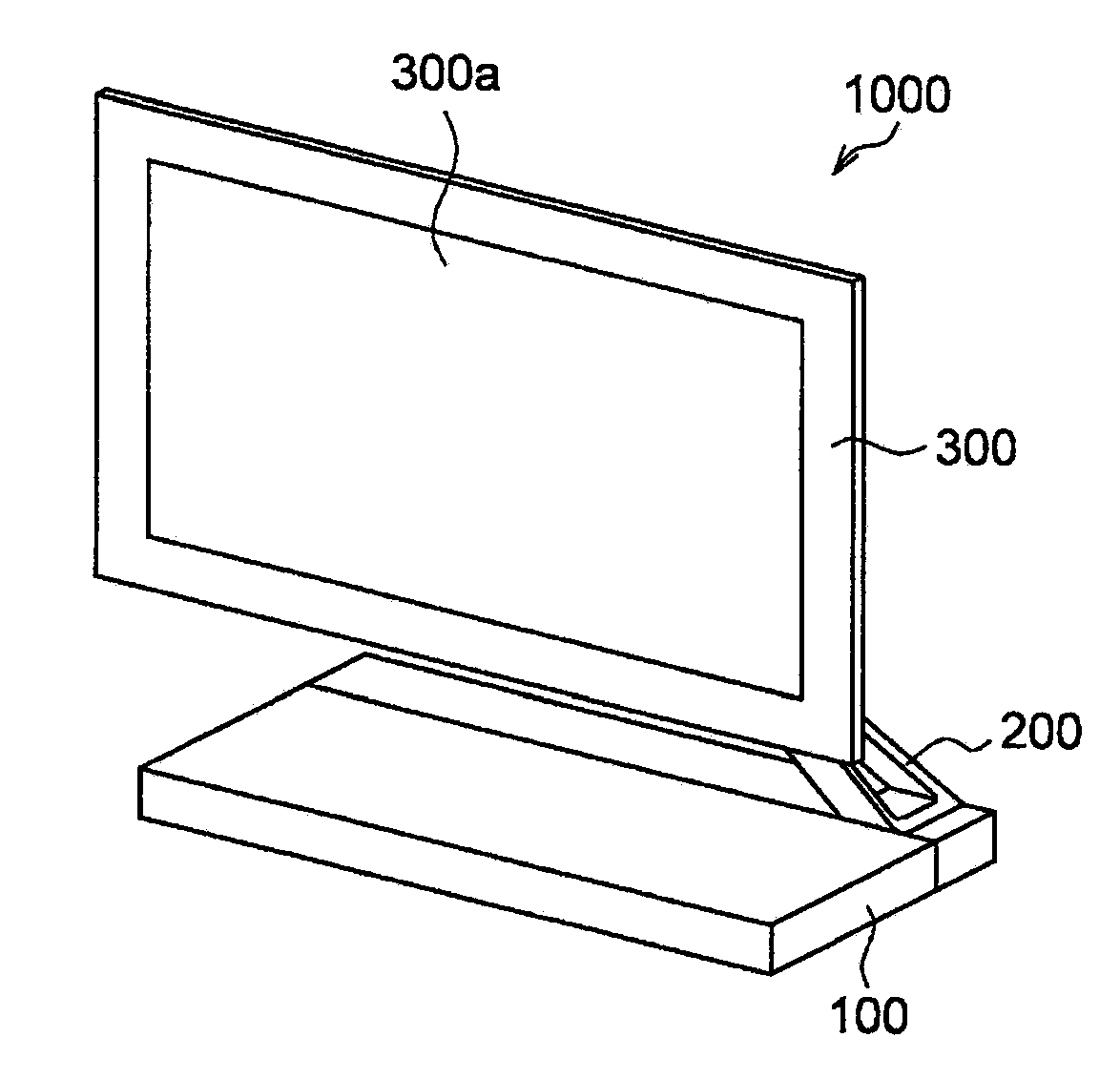 Display device having cantilevered display unit