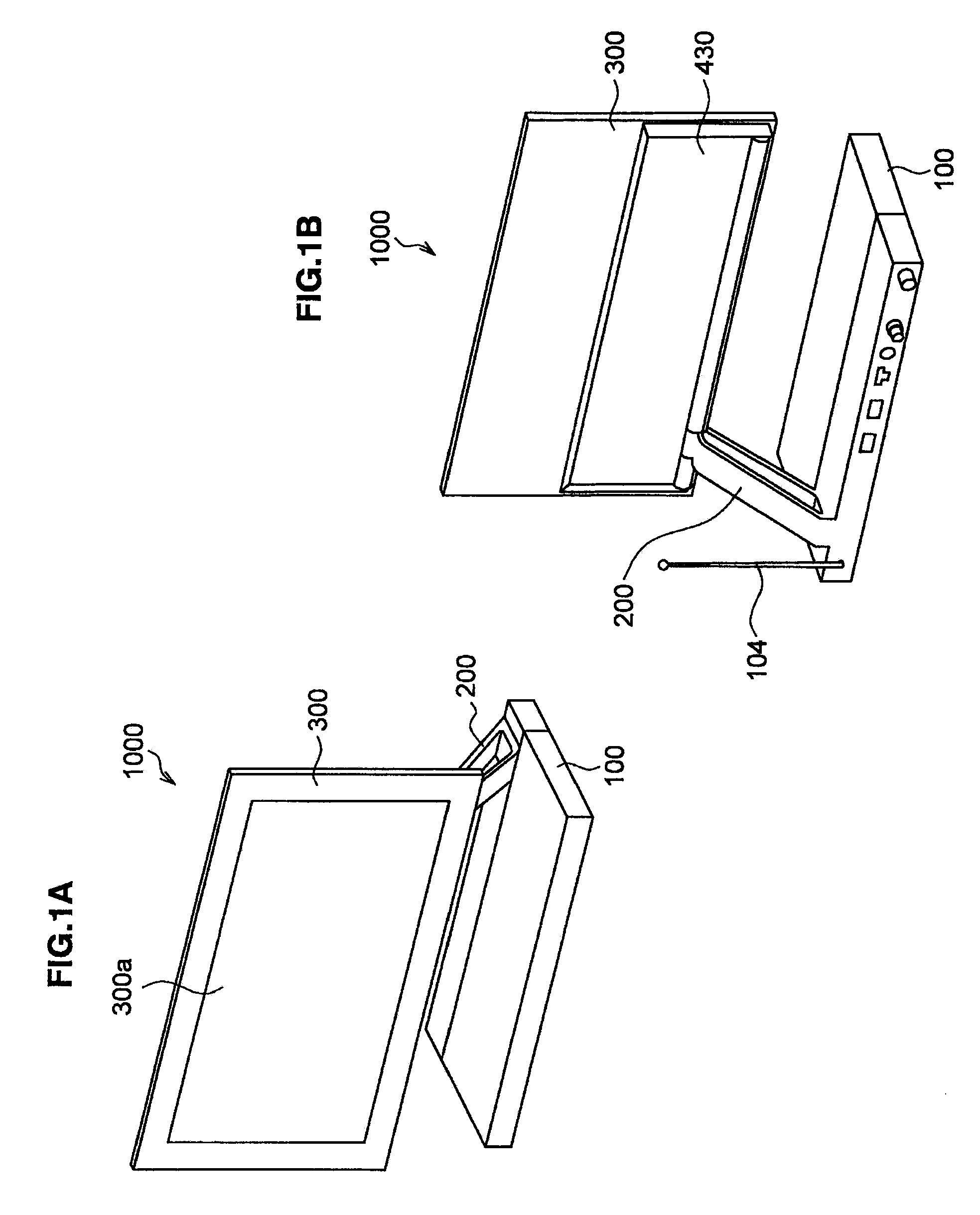 Display device having cantilevered display unit