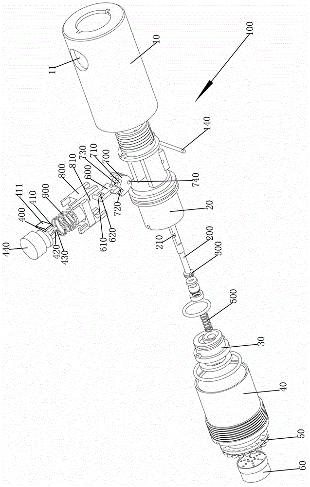 Button switching valve set capable of being automatically reset and shower head using same