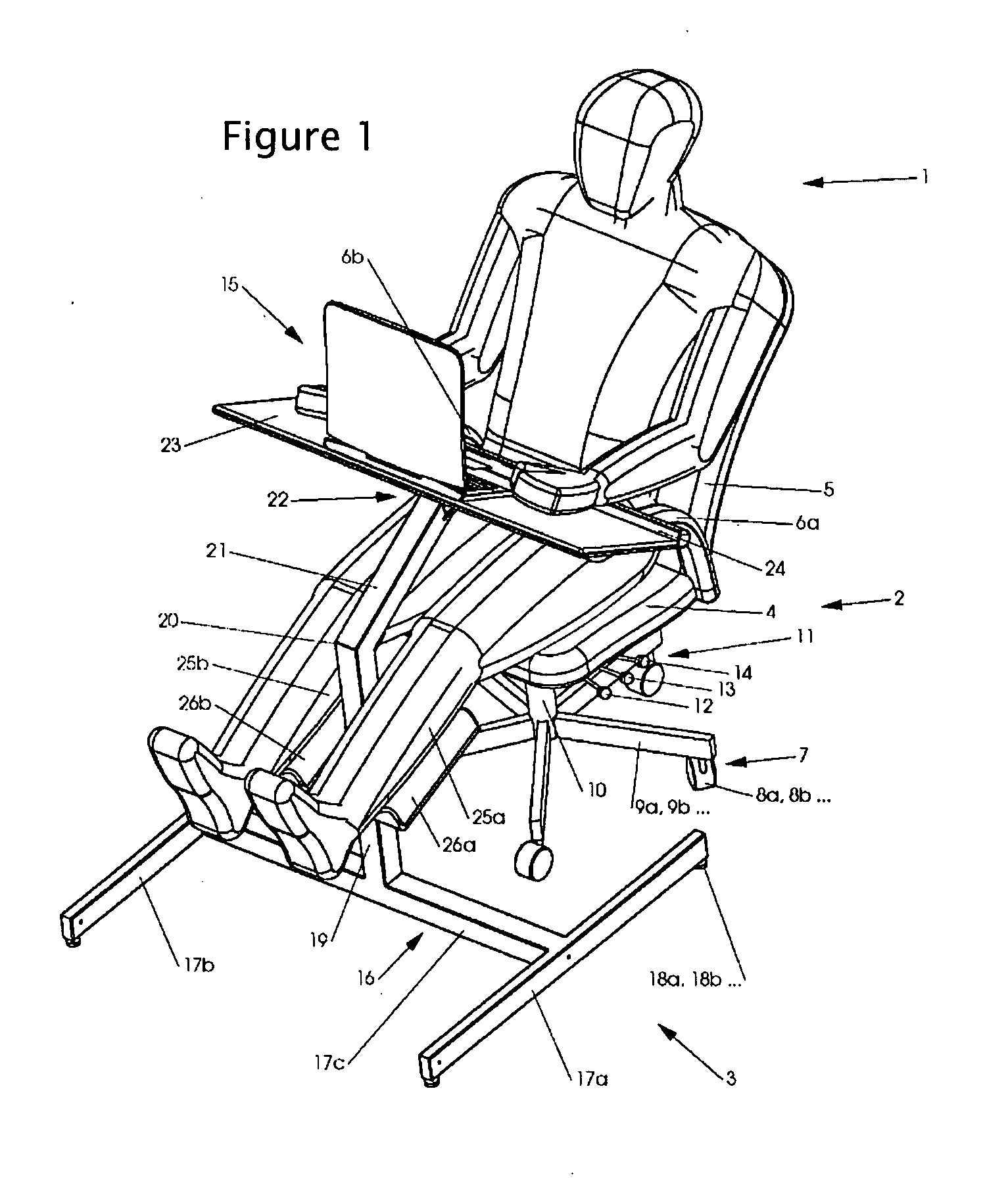 Workstation module for a reclinable office chair