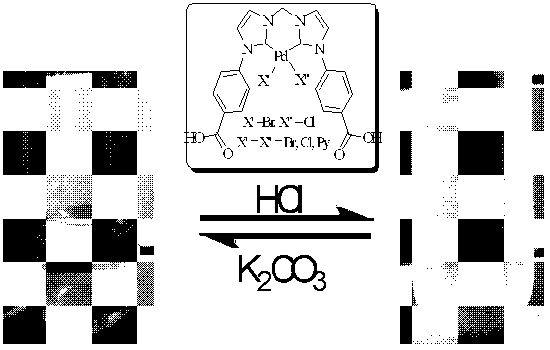 Synthesis of pH-responding palladium N-heterocyclic carbene chelate and catalytic application thereof