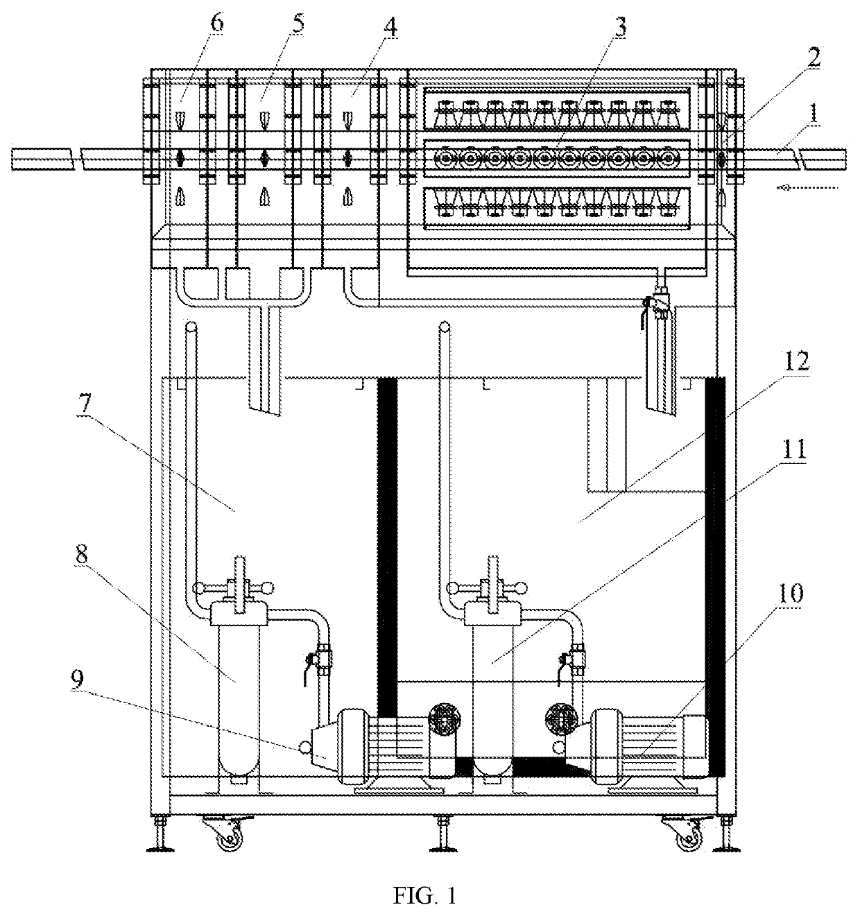 Feed-through ultrasonic cleaning system for winding of large-sized superconducting coils