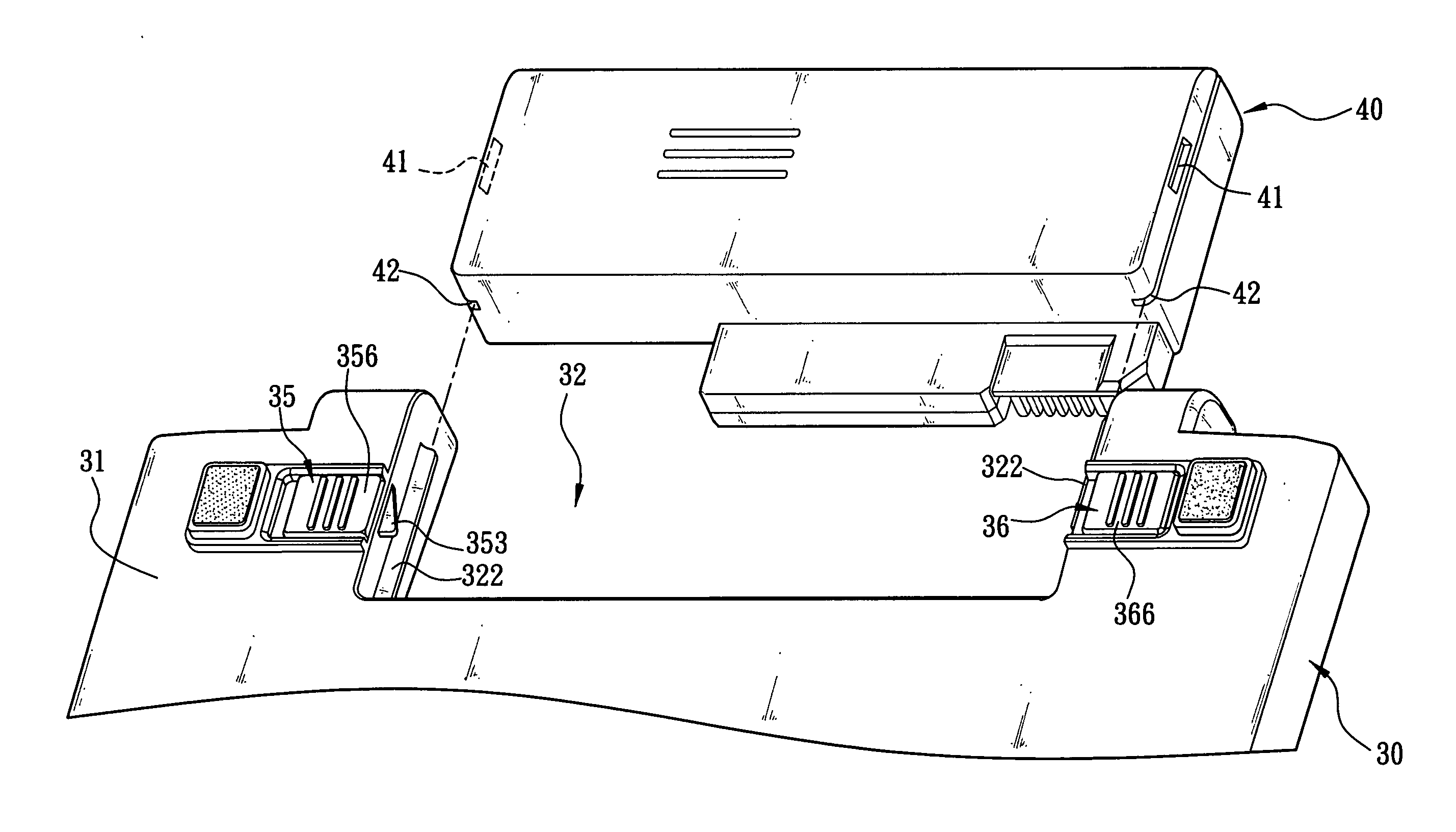 Module assembly for locking and unlocking a battery of an electronic device