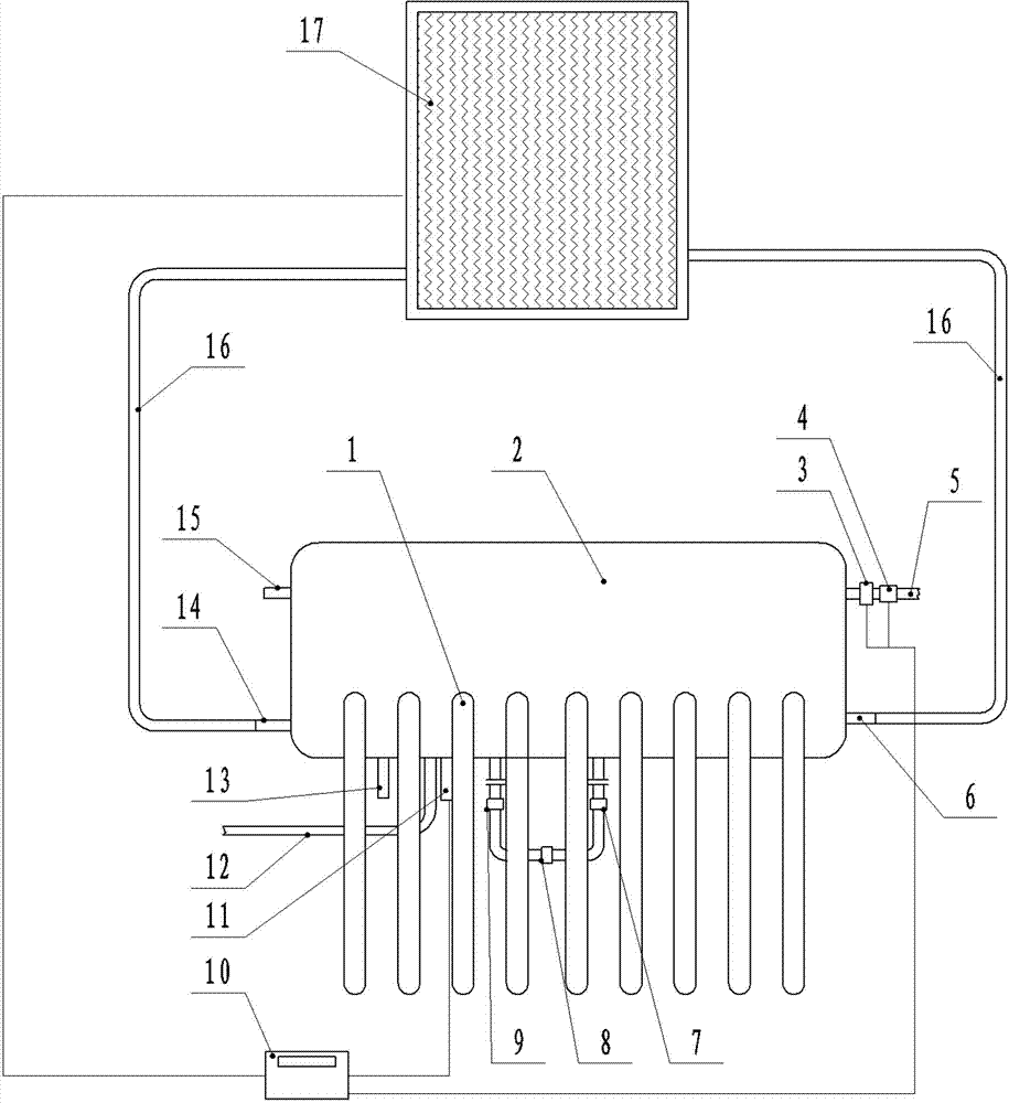 Air energy and solar energy combined double-water tank hot water supply device