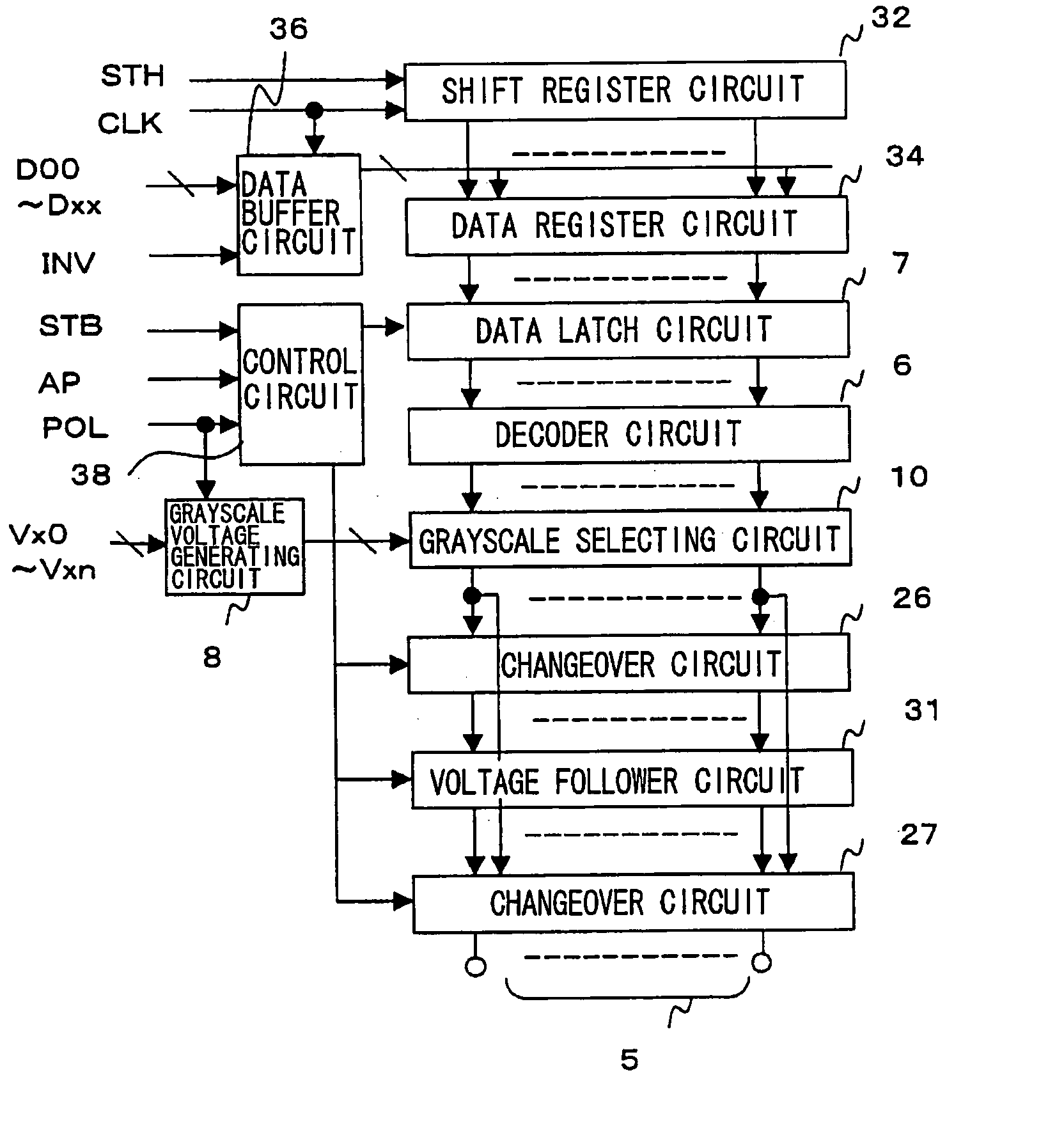 Display device, driver circuit therefor, and method of driving same