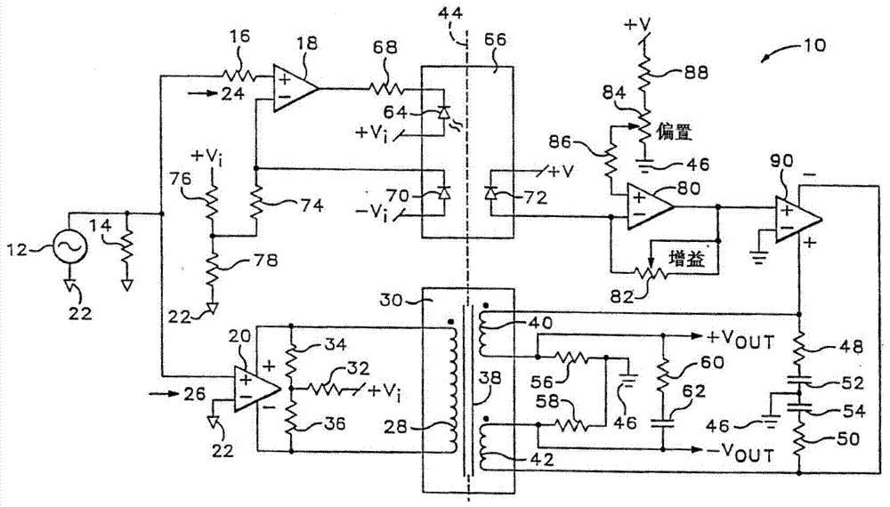 A shunt linear isolation circuit and its oscilloscope