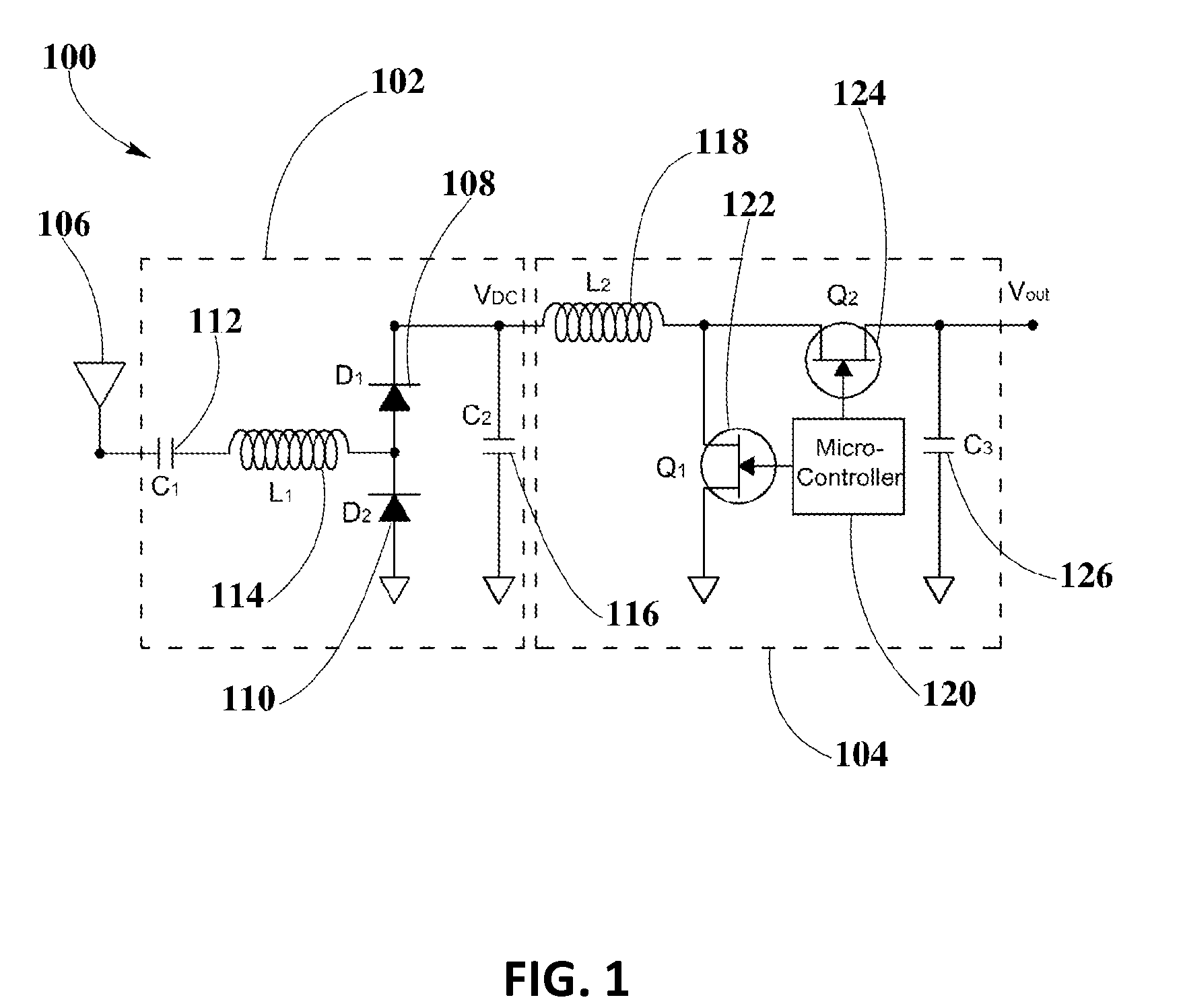 Integrated Rectifier and Boost Converter for Wireless Power Transmission