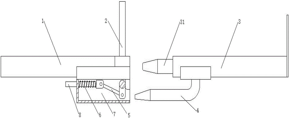 Rebound self-locking type insertion and extraction stop lever butt-joint mechanism