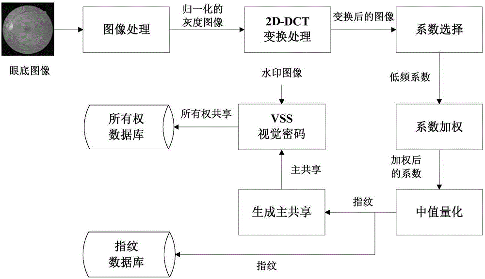 Eye fundus image nondestructive digital copyright management method based on fingerprint and zero-watermark mixed framework