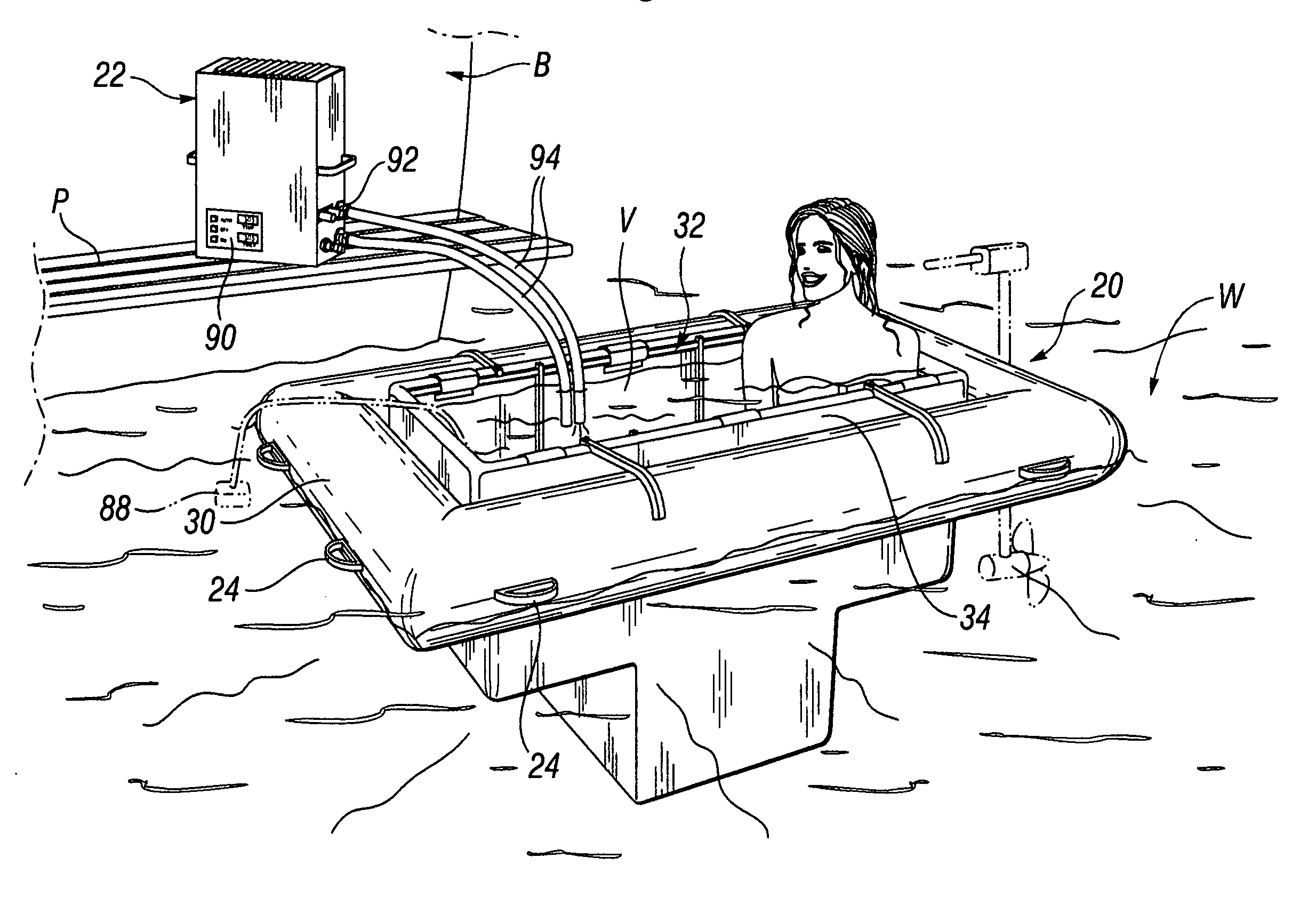 Methods of deploying a portable floating hot tub