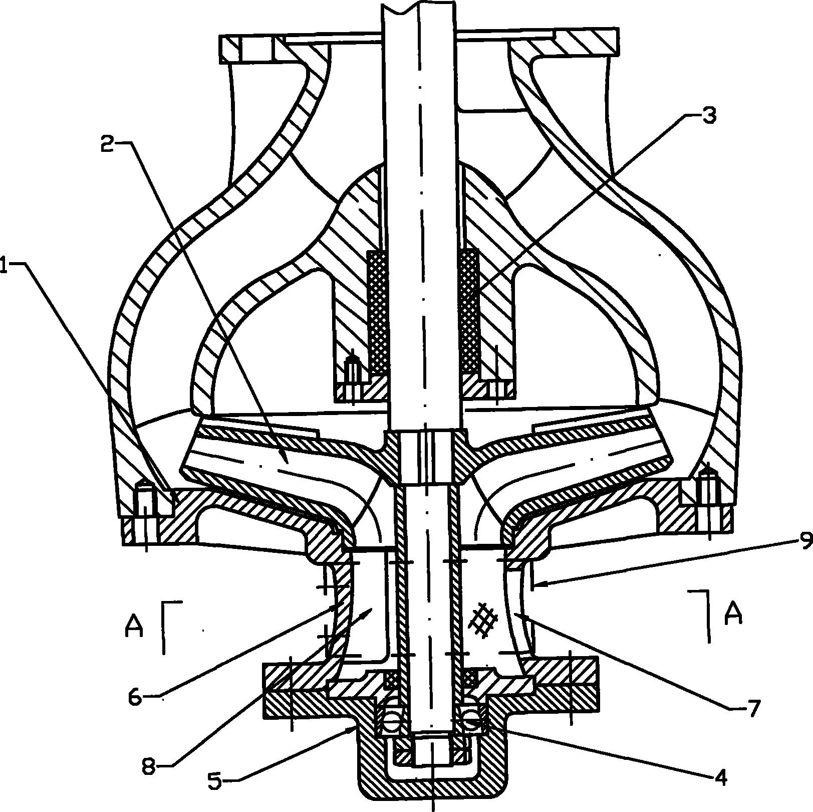 Lower support structure of long shaft pump