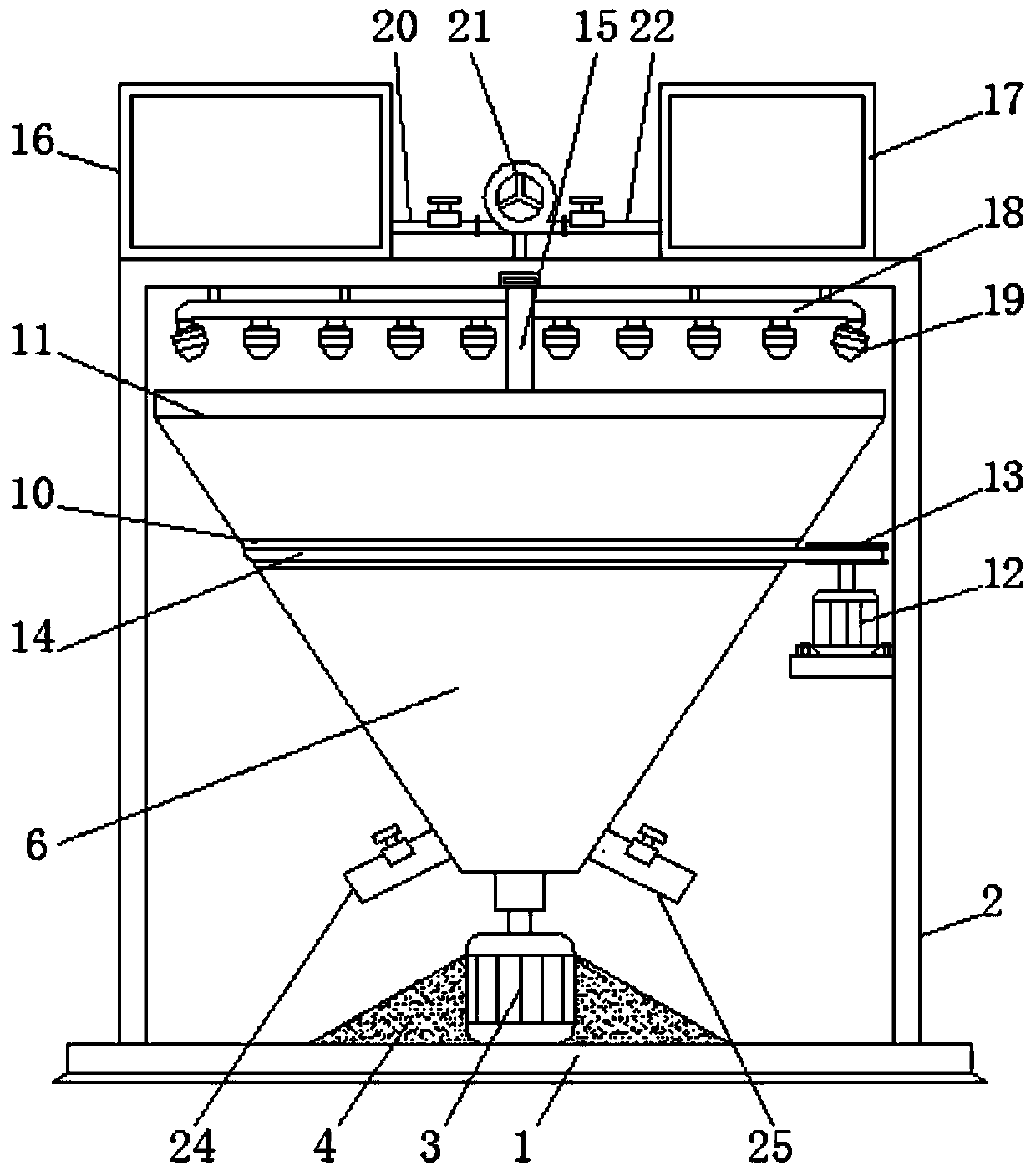 Quartz sand rapid cleaning and stirring device and cleaning and stirring method