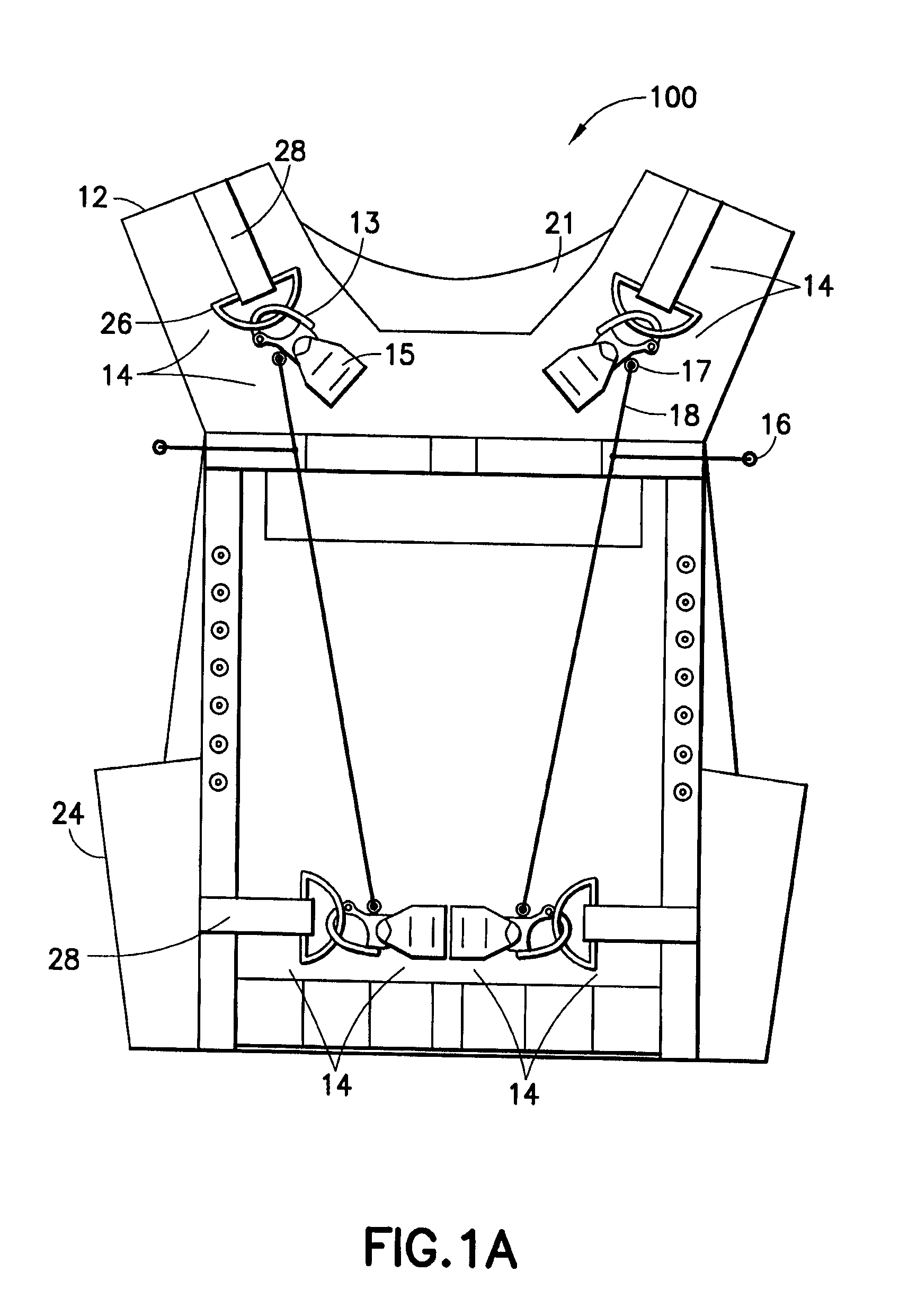 Protective garment having a quick release system