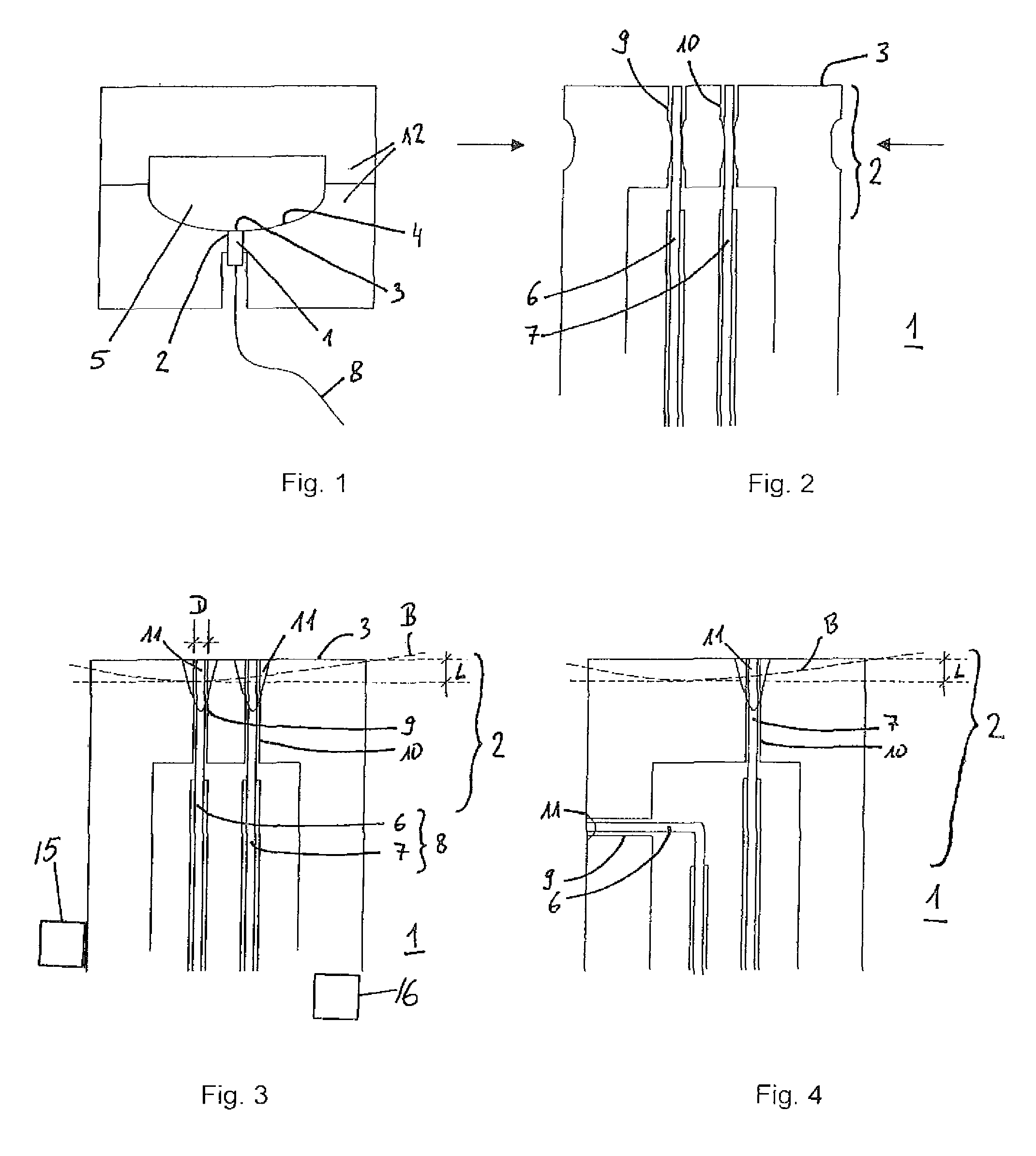 Temperature sensor with processable front