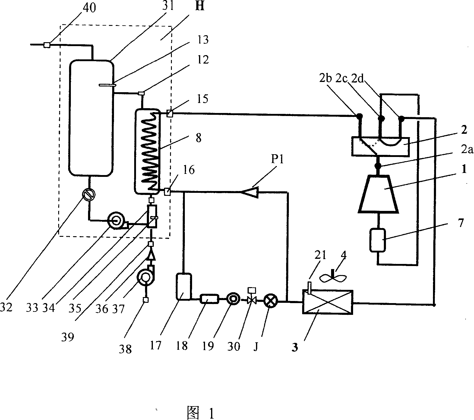 Heat pump hot water machine set of water-containing internal circulation heat-exchanging loop