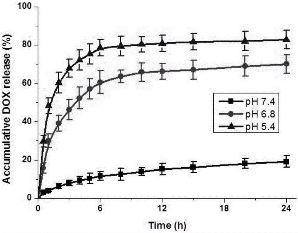 Preparation method of pH-sensitive drug-self-gating mesoporous nano antitumor carrier