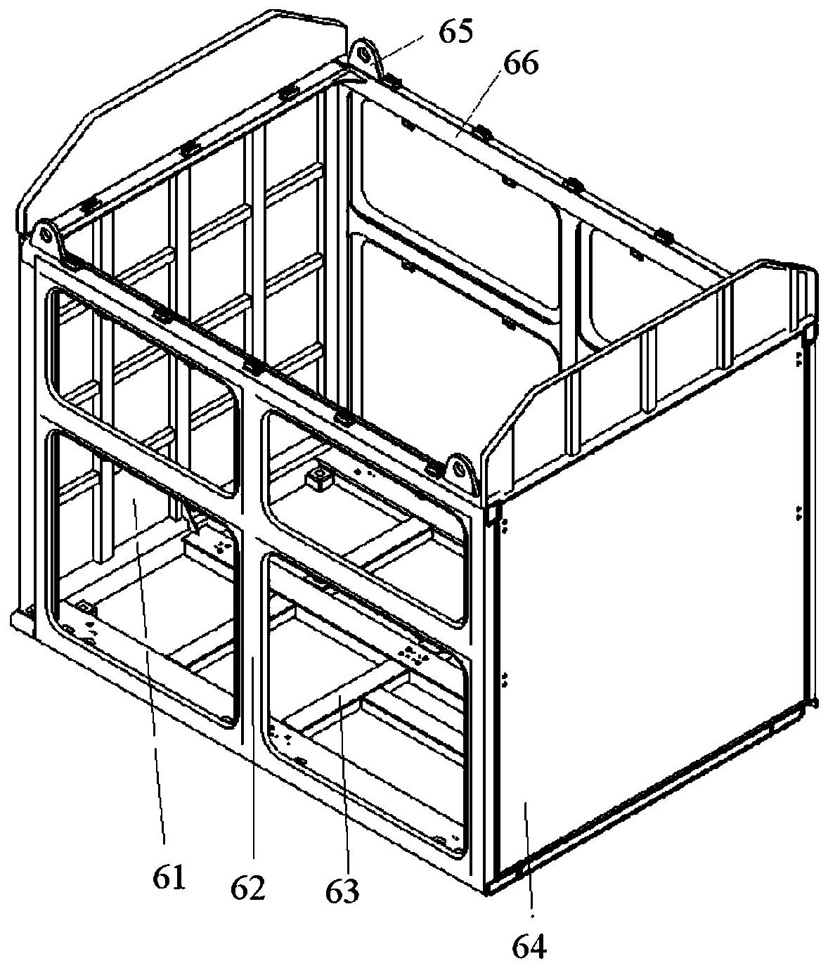 The installation structure of the movable module of the power storage battery pack used in the airtight hybrid electric locomotive