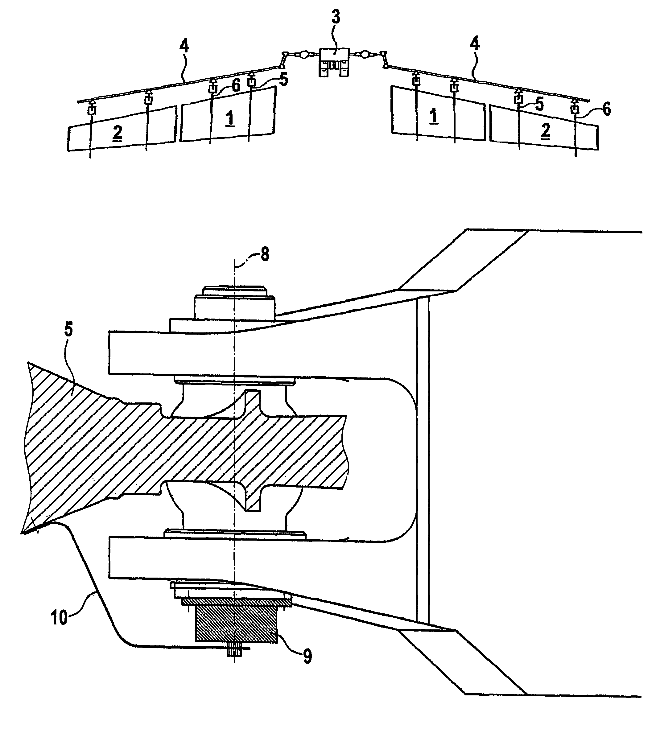 Device for monitoring tiltable flaps on aircraft wings