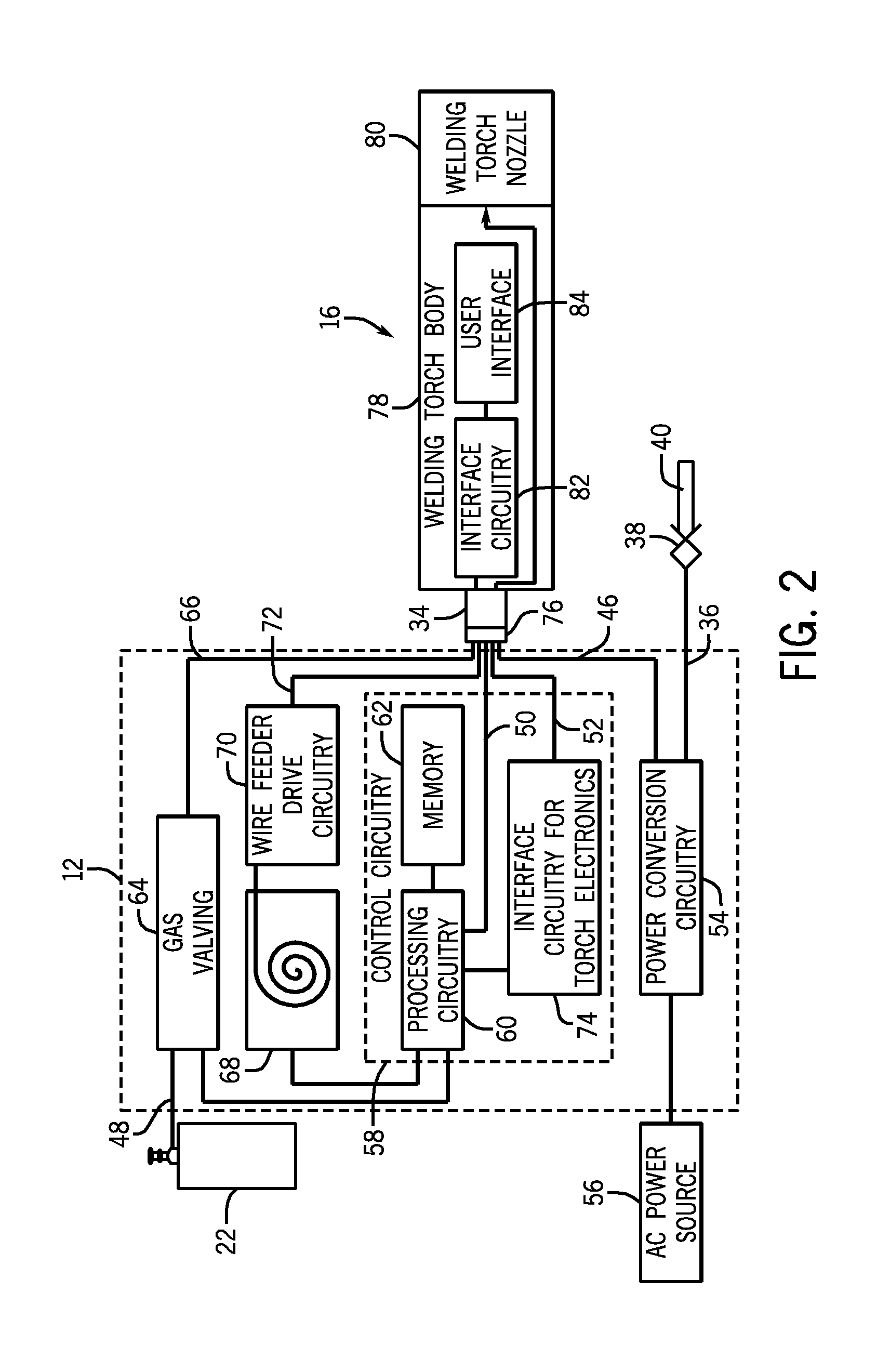 Welding device with integral user interface