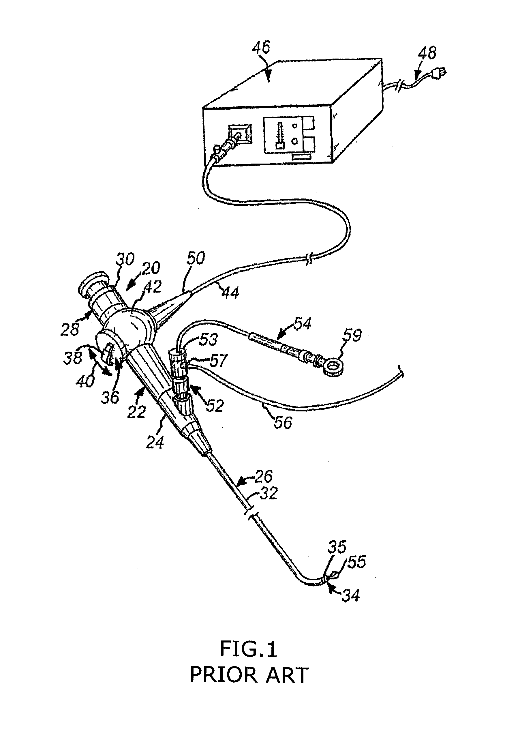 Endoscope with internal light source and power supply