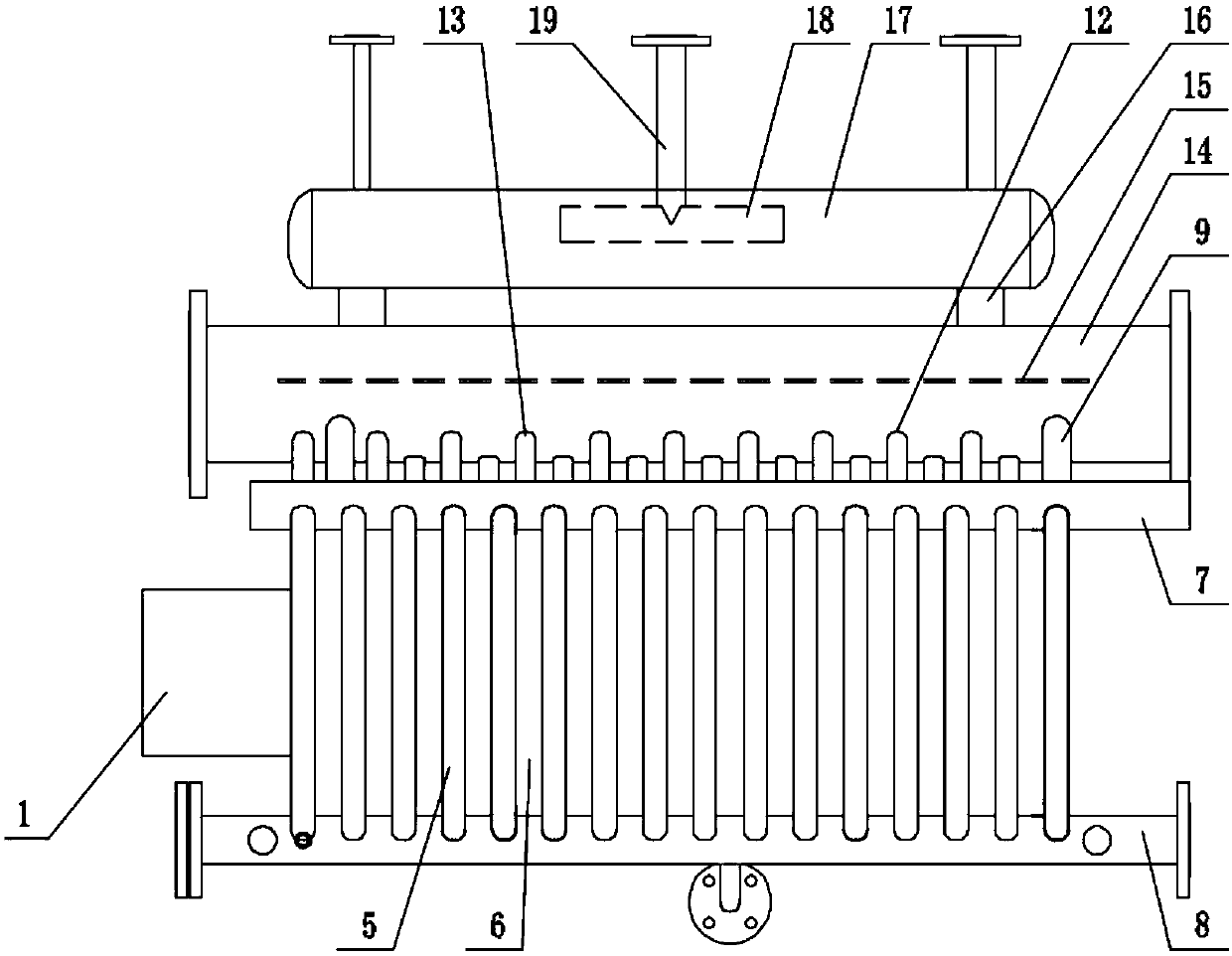 Horizontal water-pipe-type-structure steam generator