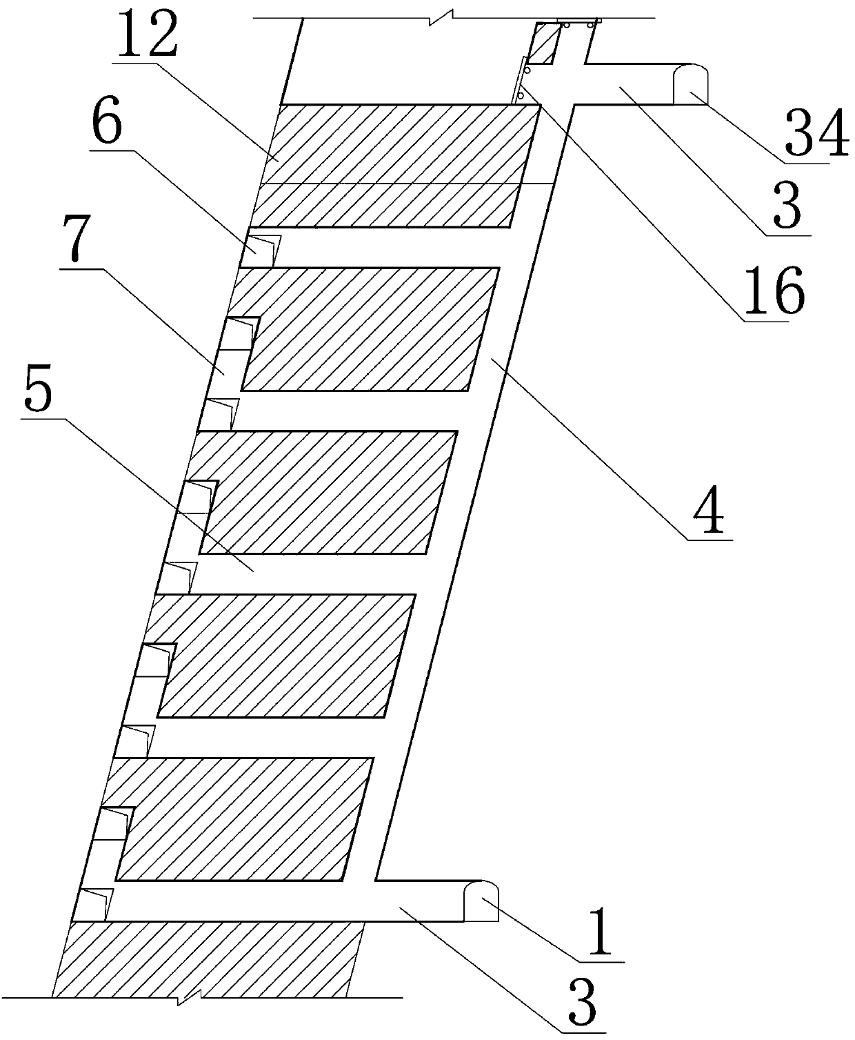 A mining method for mining steeply inclined thick ore bodies with broken hanging wall rocks
