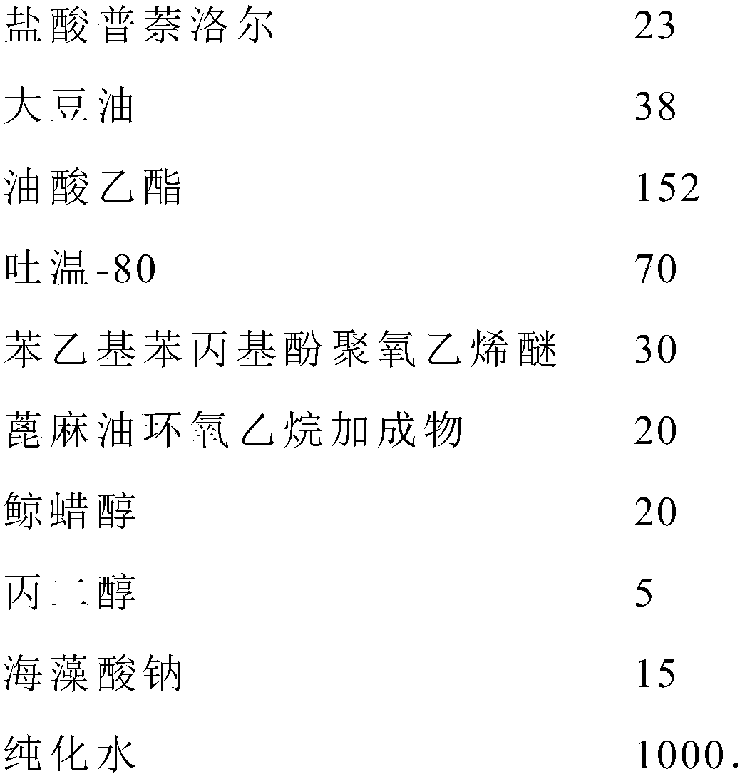 A kind of propranolol hydrochloride oral emulsion and preparation method thereof