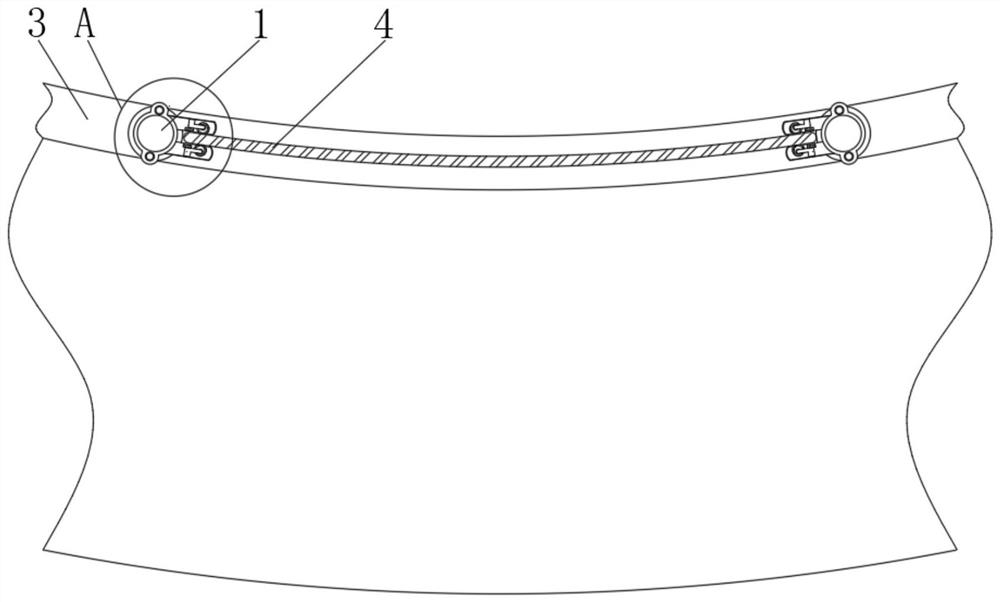 Combined mounting structure for atrium overhanging curve cambered surface glass railing