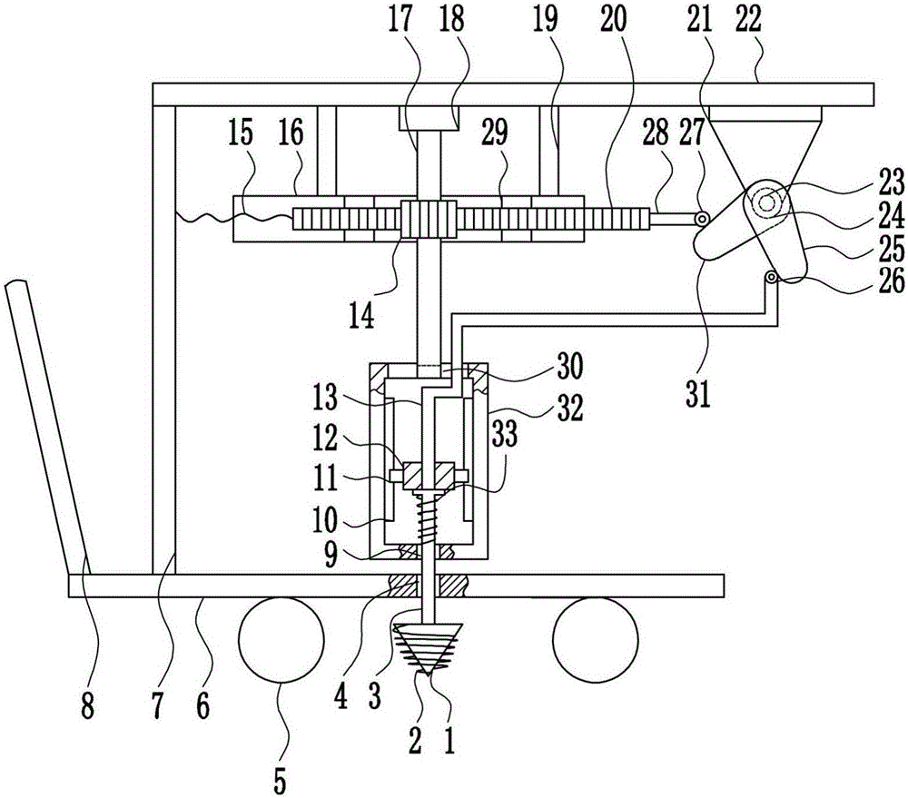 Soil drilling device for mounting string bamboo fence