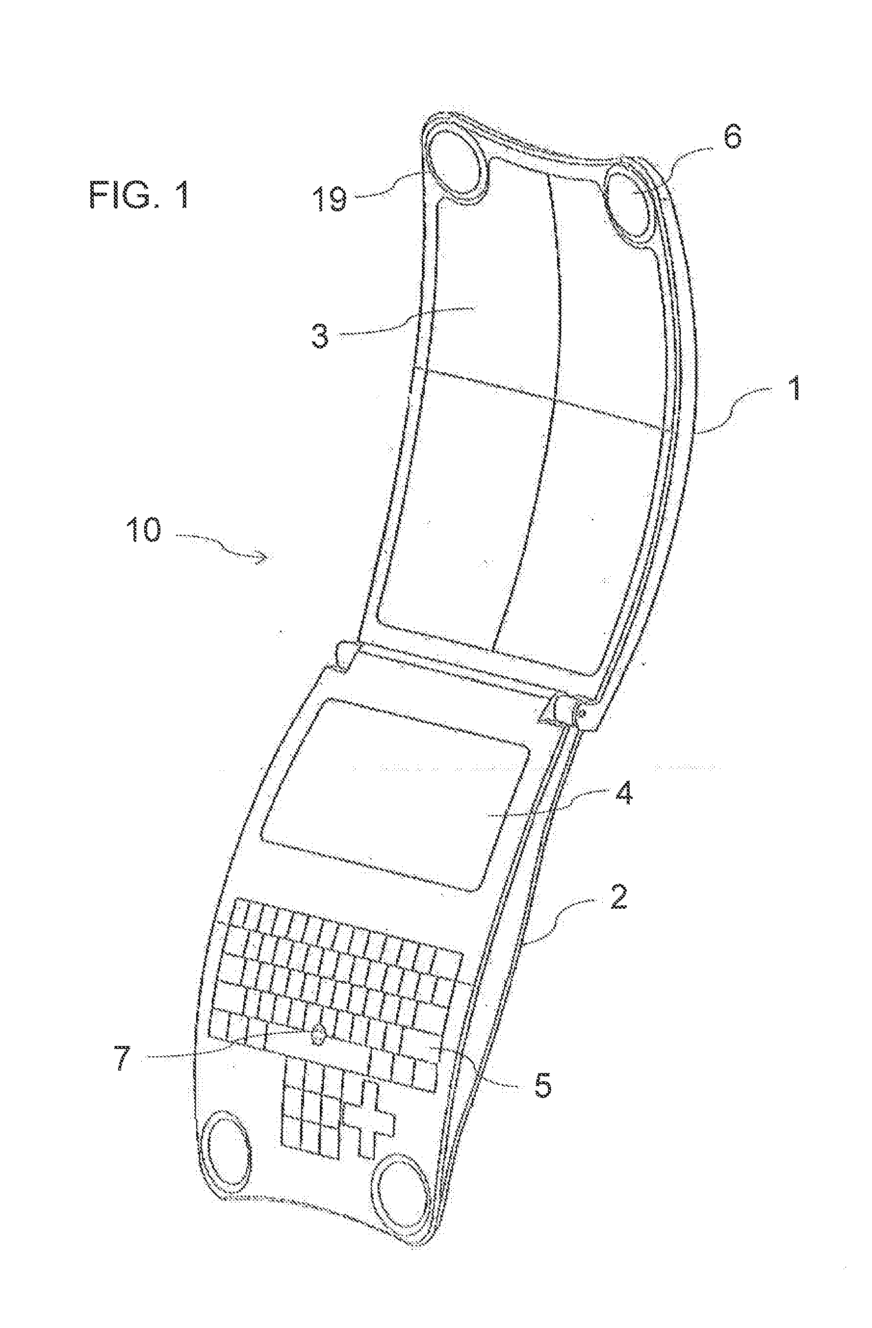 Foldable curved wireless communication device for insertion into hip pocket