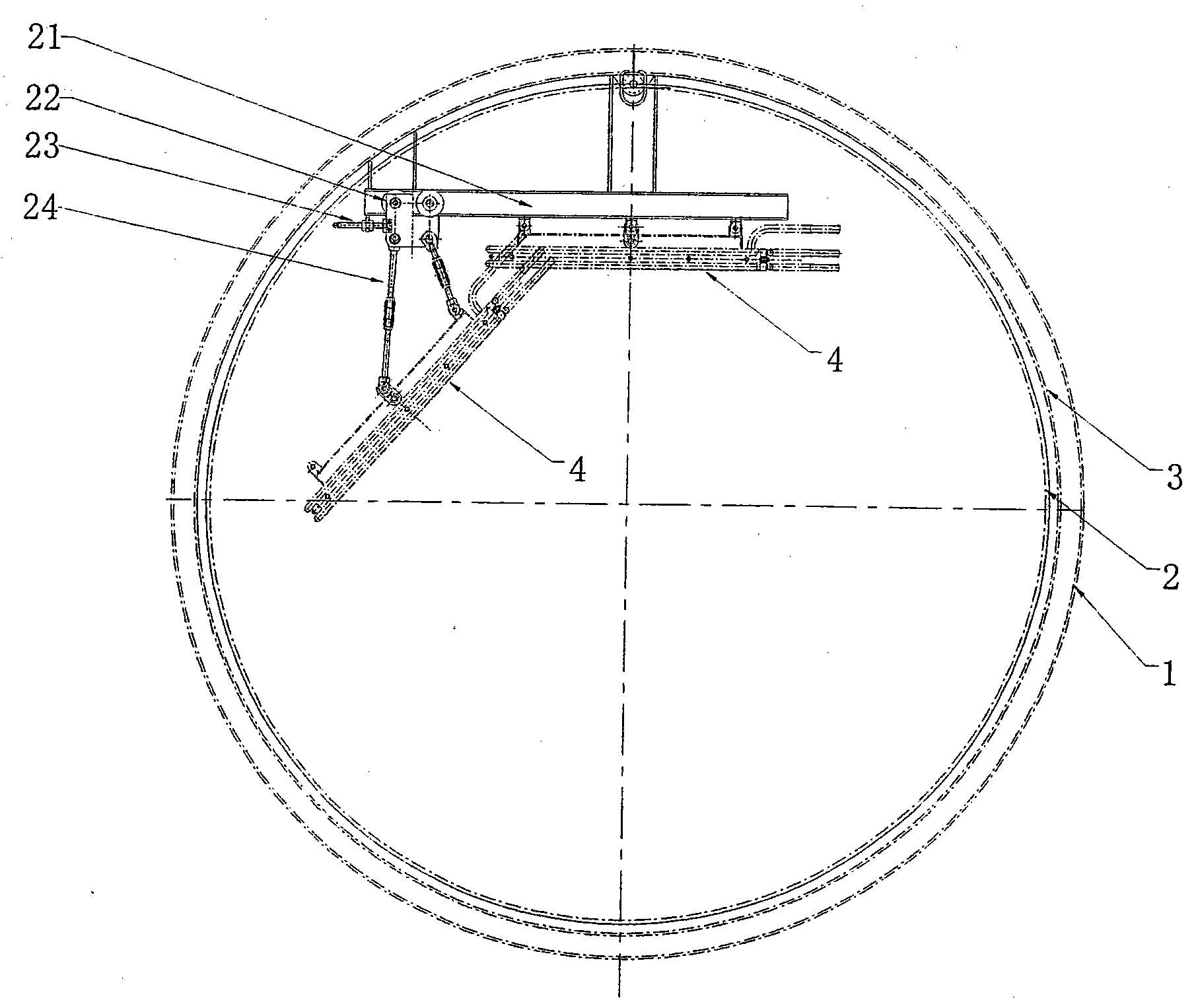 Hoisting and shifting device for the cold screen of the spacecraft radiative refrigerator