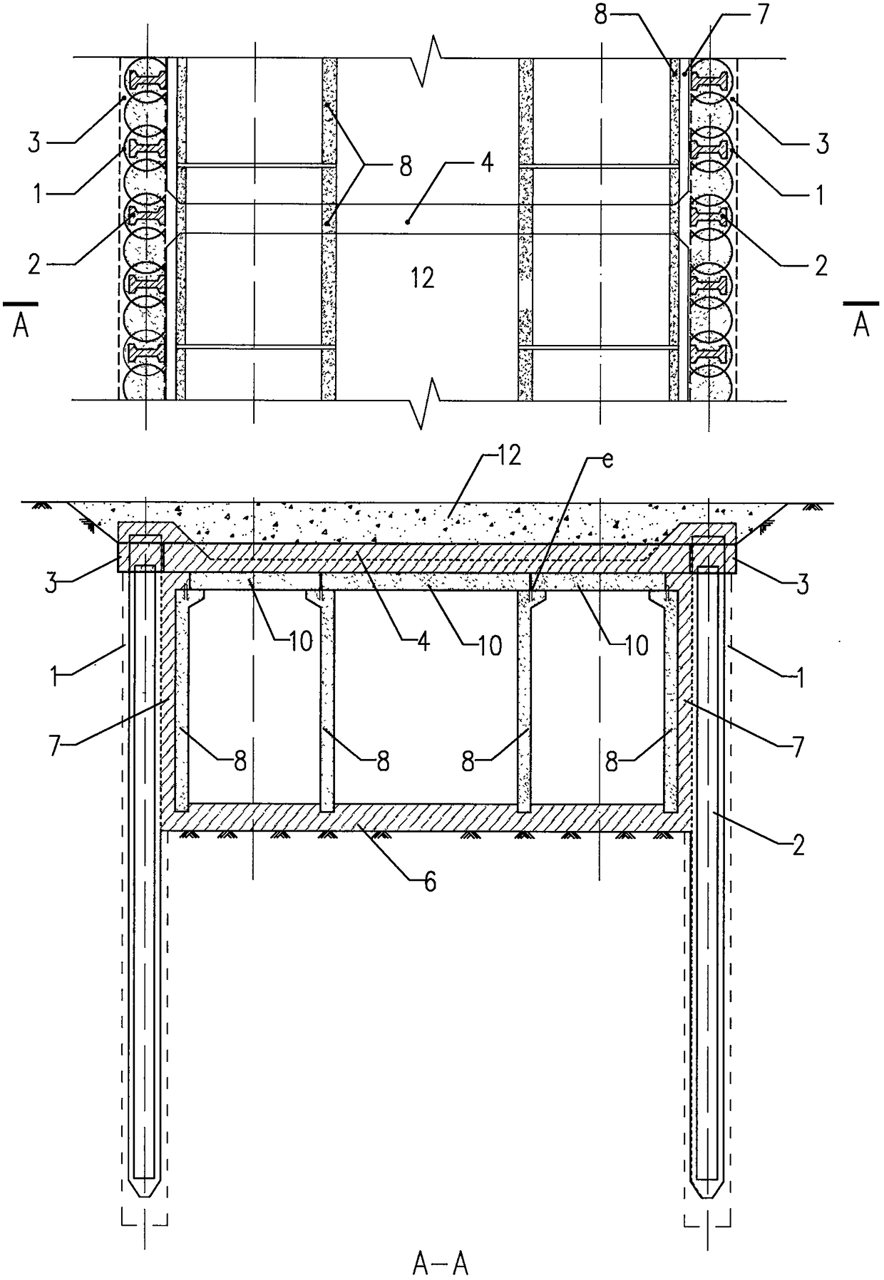 Precast plate and site-cast concrete combined underground pipe rack construction method considering structure and foundation