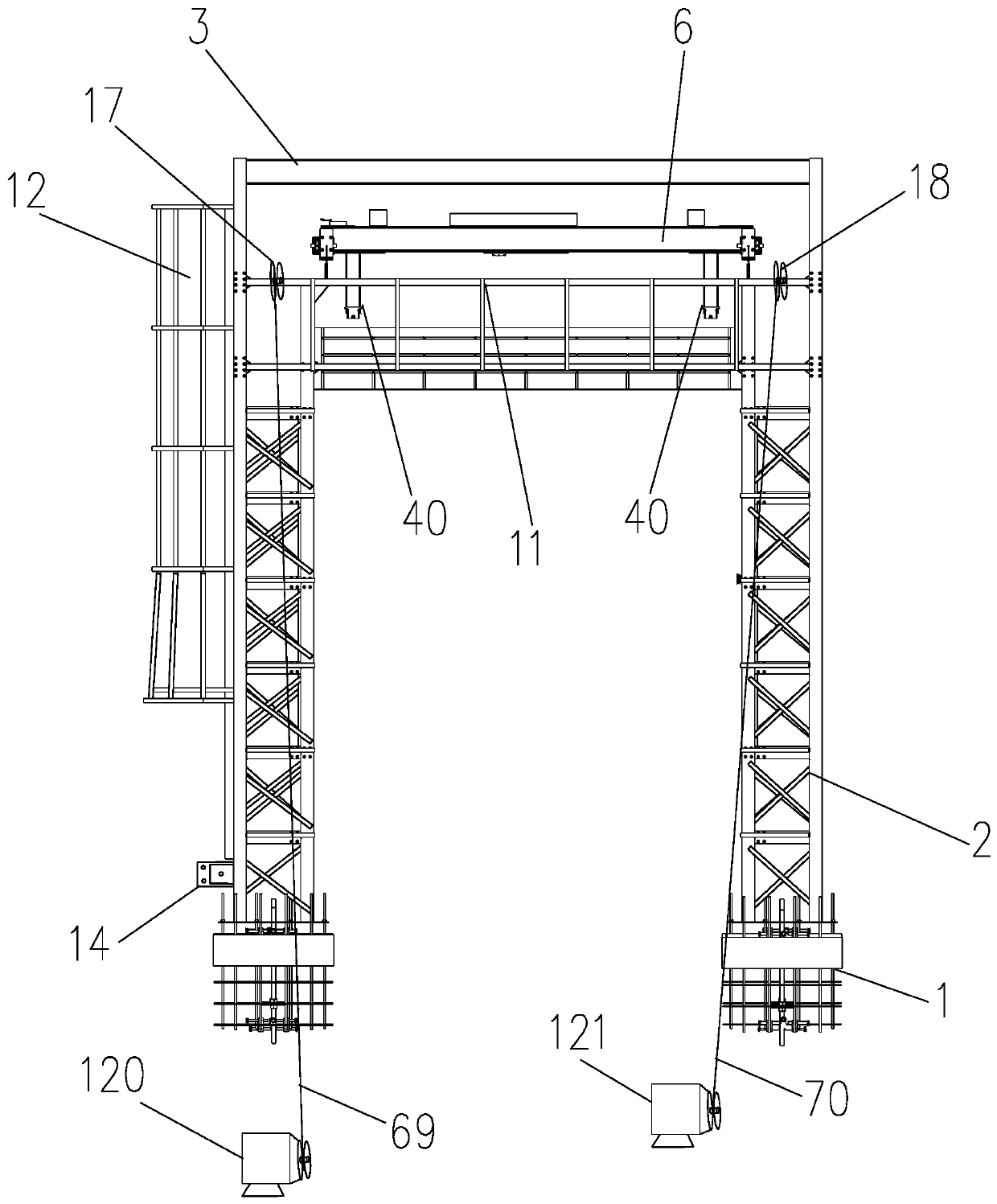 A gantry-based vehicle compartment volume measurement mechanism