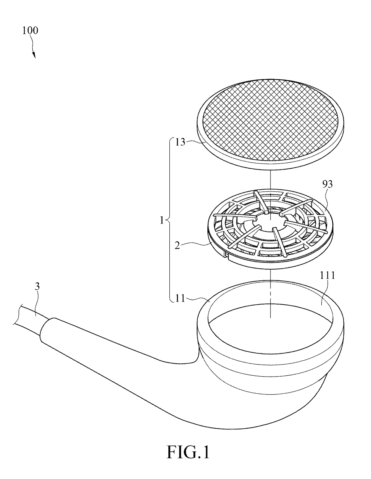 Earphone device having concentrating tube