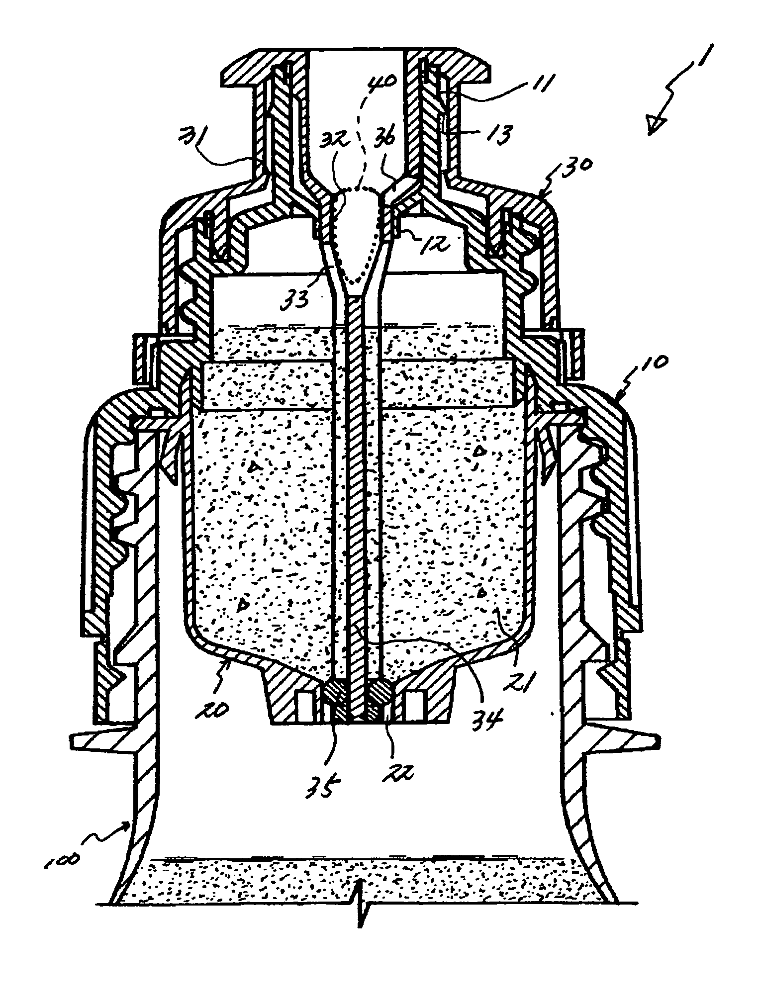 Cap assembly having storage chamber for secondary material with inseparable working member