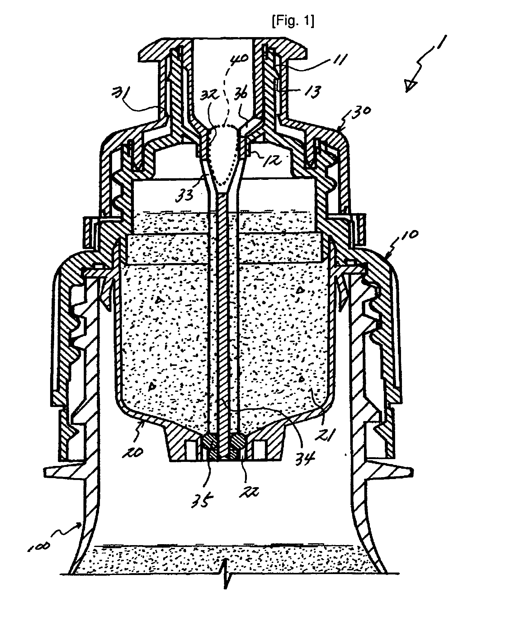Cap assembly having storage chamber for secondary material with inseparable working member