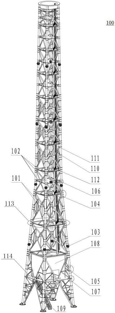 Truss-type wind power generator tower and wind power generator set with the tower