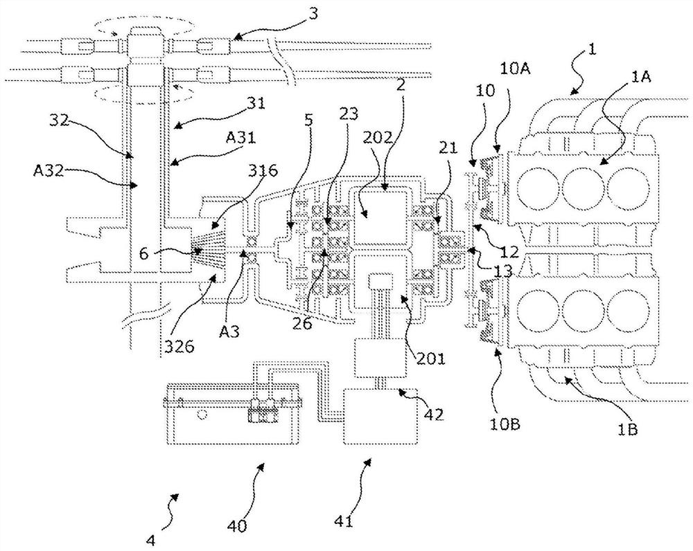 Machine comprising a hybrid powertrain and corresponding control method