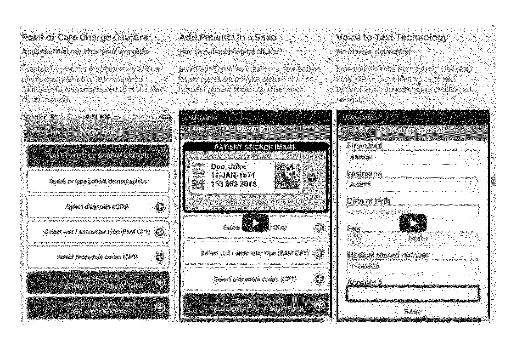 Protected health information voice data and / or transcript of voice data capture, processing and submission