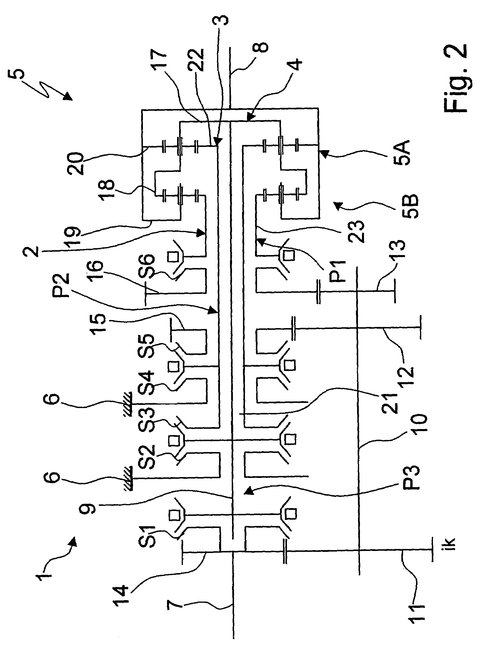 Transmission, in particular an automated power-branched multi-speed gearing
