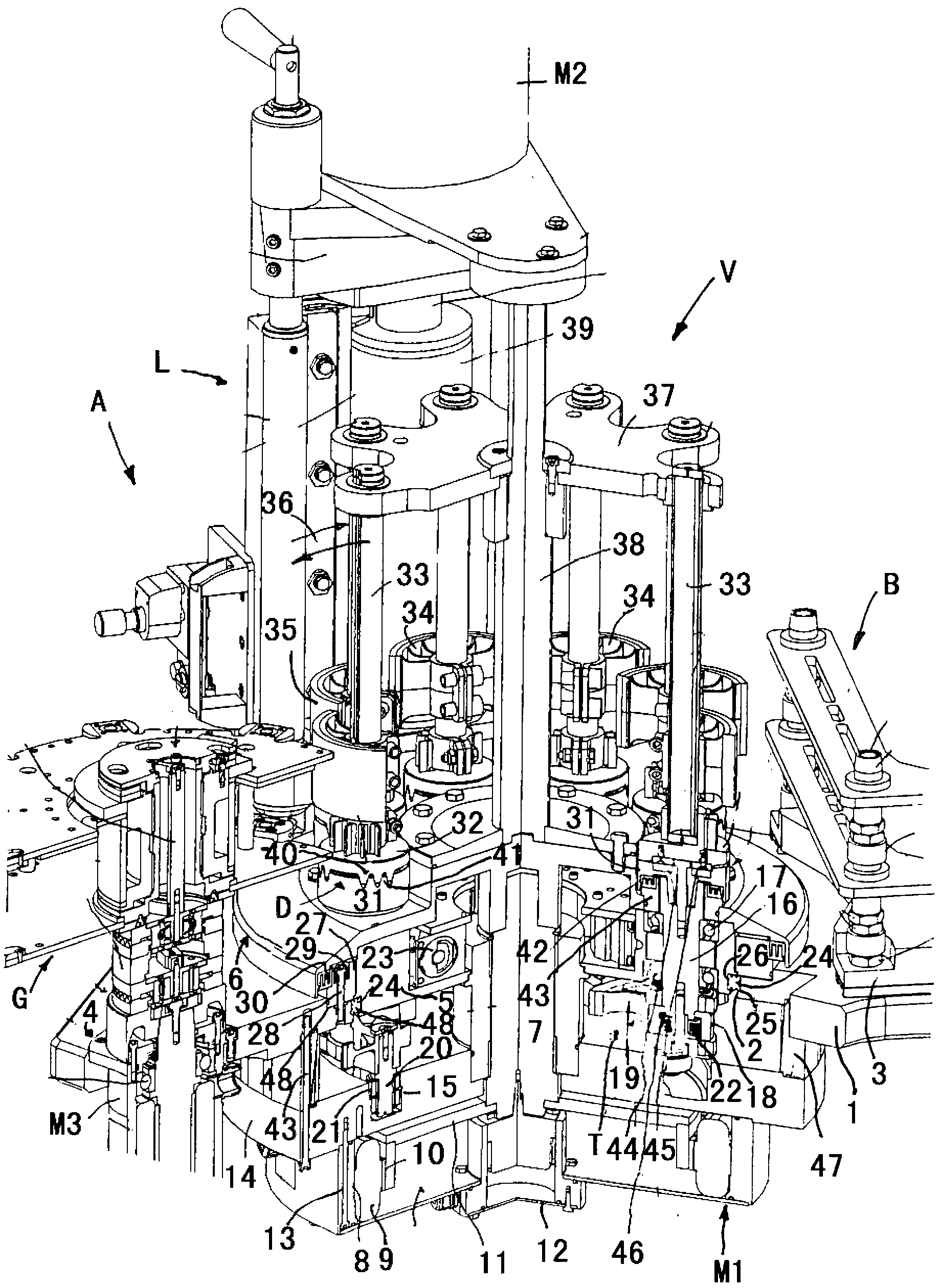 Device for transferring fitting pieces for container labelling